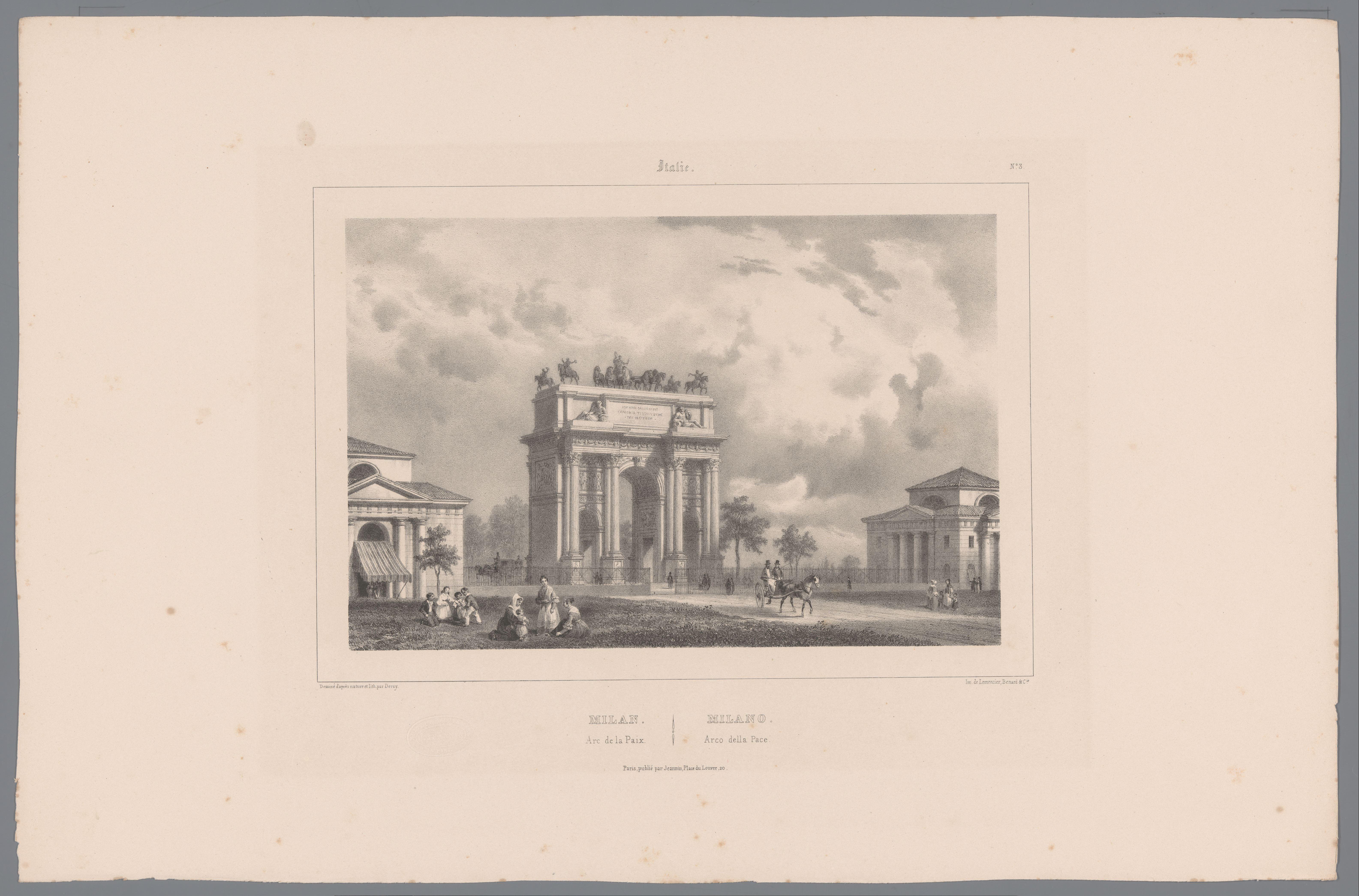 Zicht op de Arco della Pace in Milaan