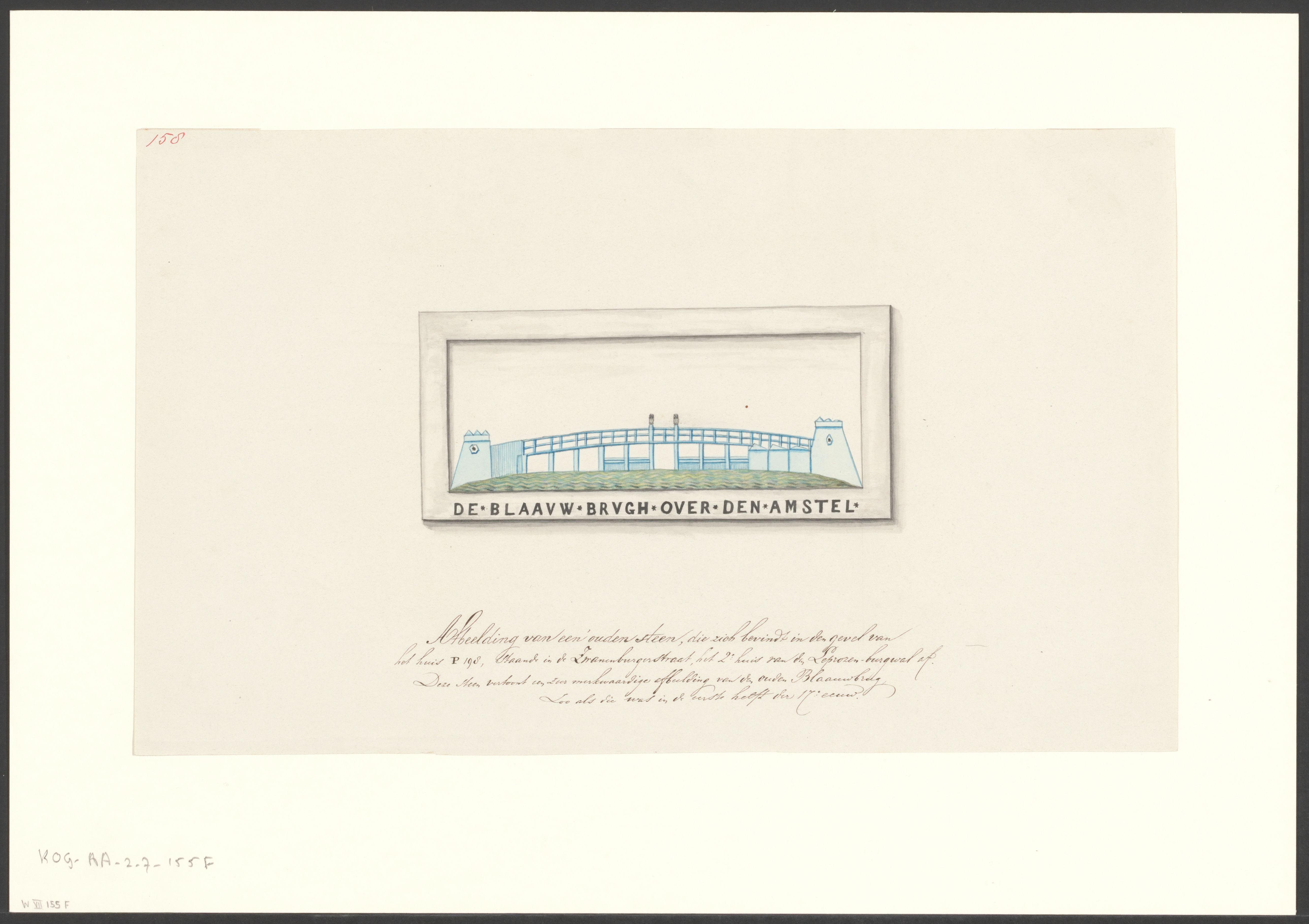 Compositie met gevelsteen 'De Blaauwe brugh over den Amstel'