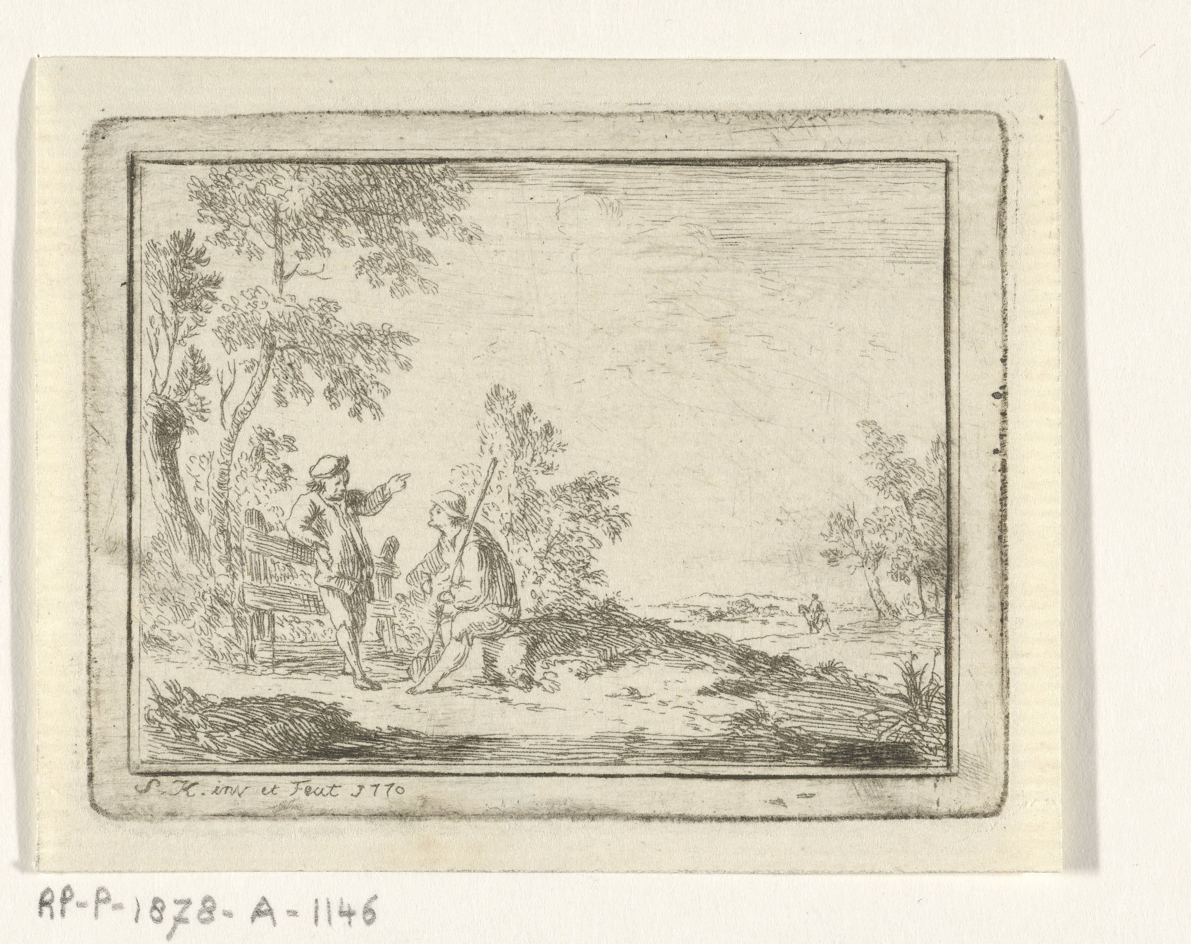 Landschap met boer en herder