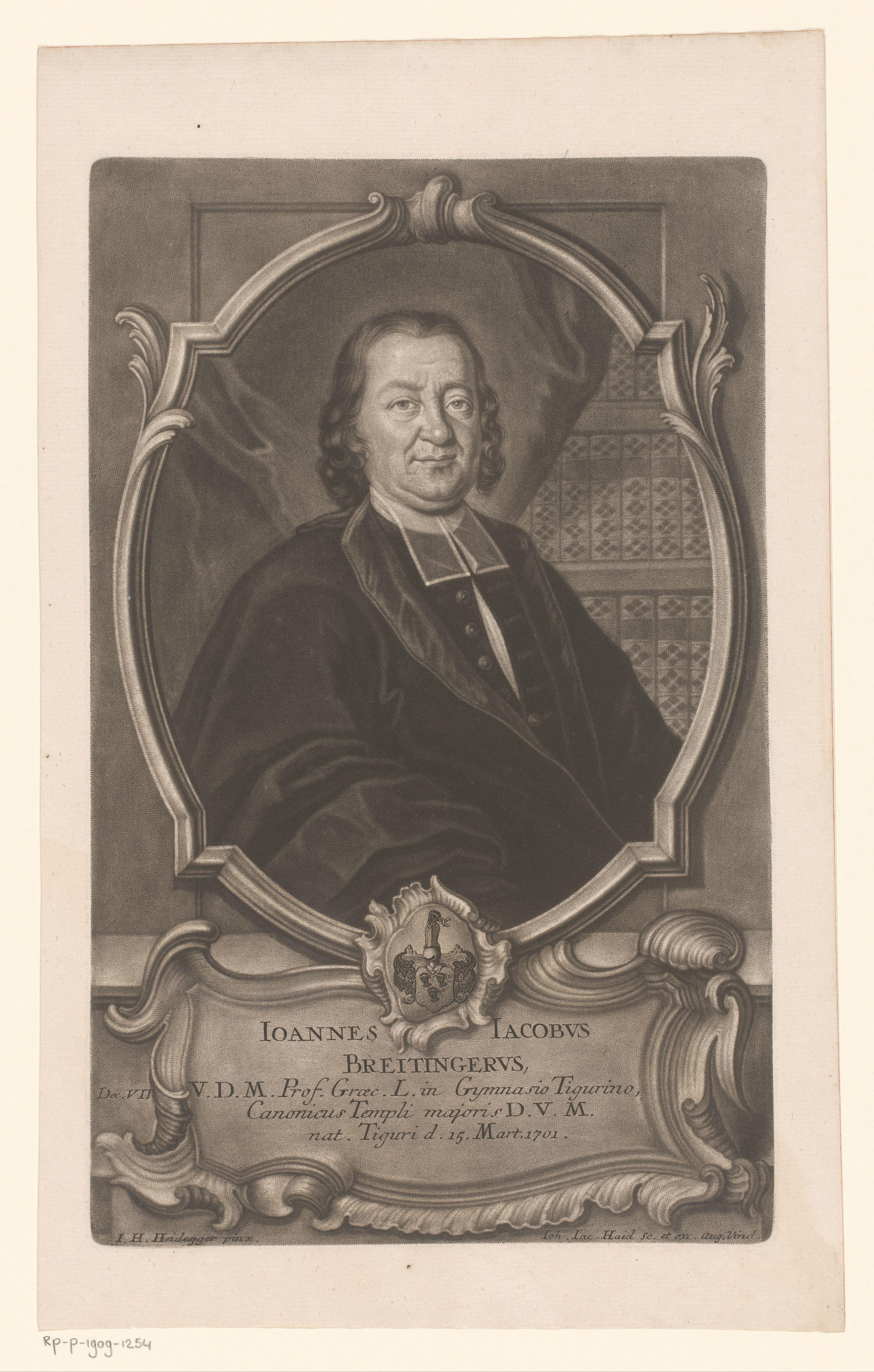 Portret van Johann Jakob Breitinger