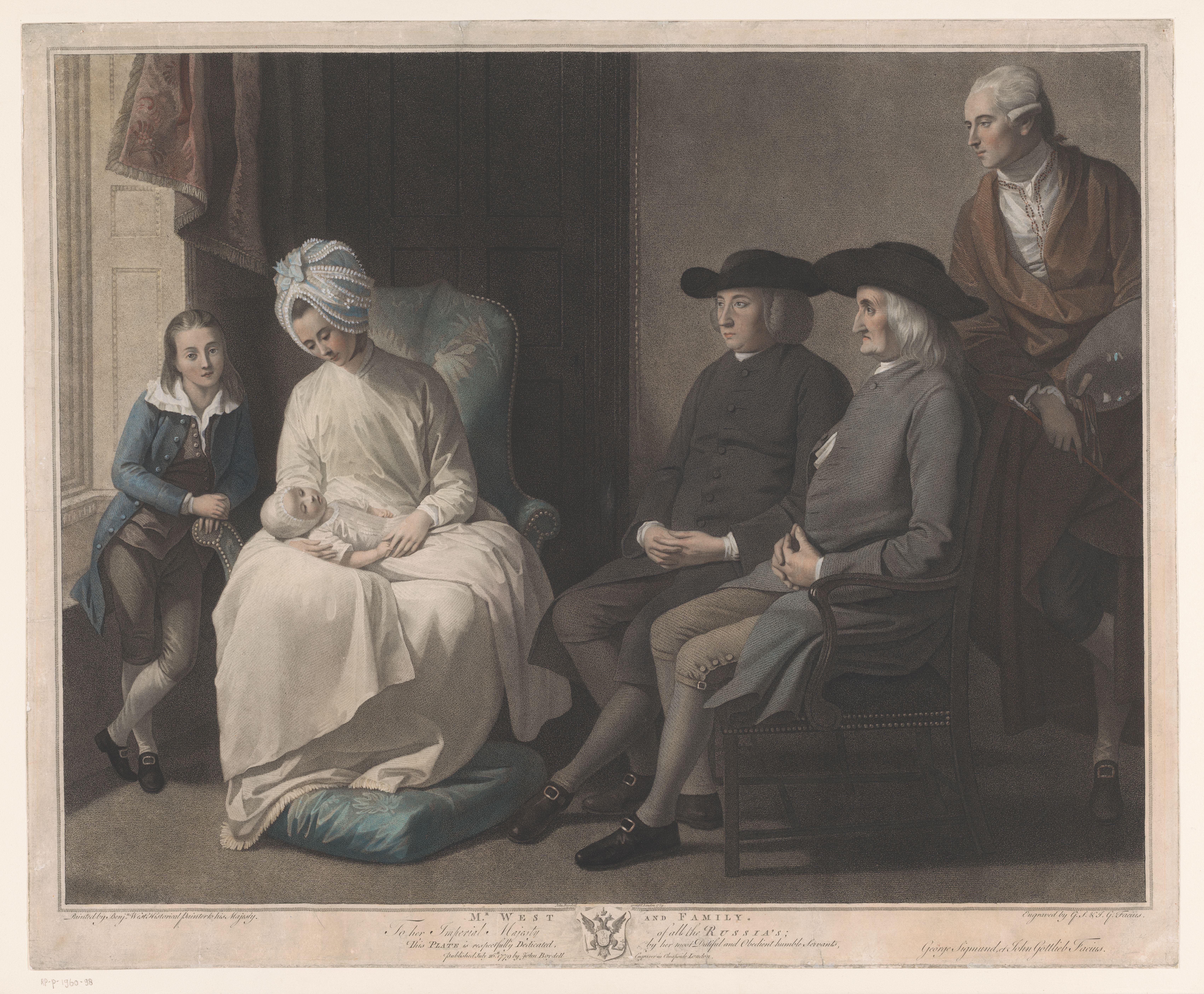 Portret van Benjamin West met zijn familie