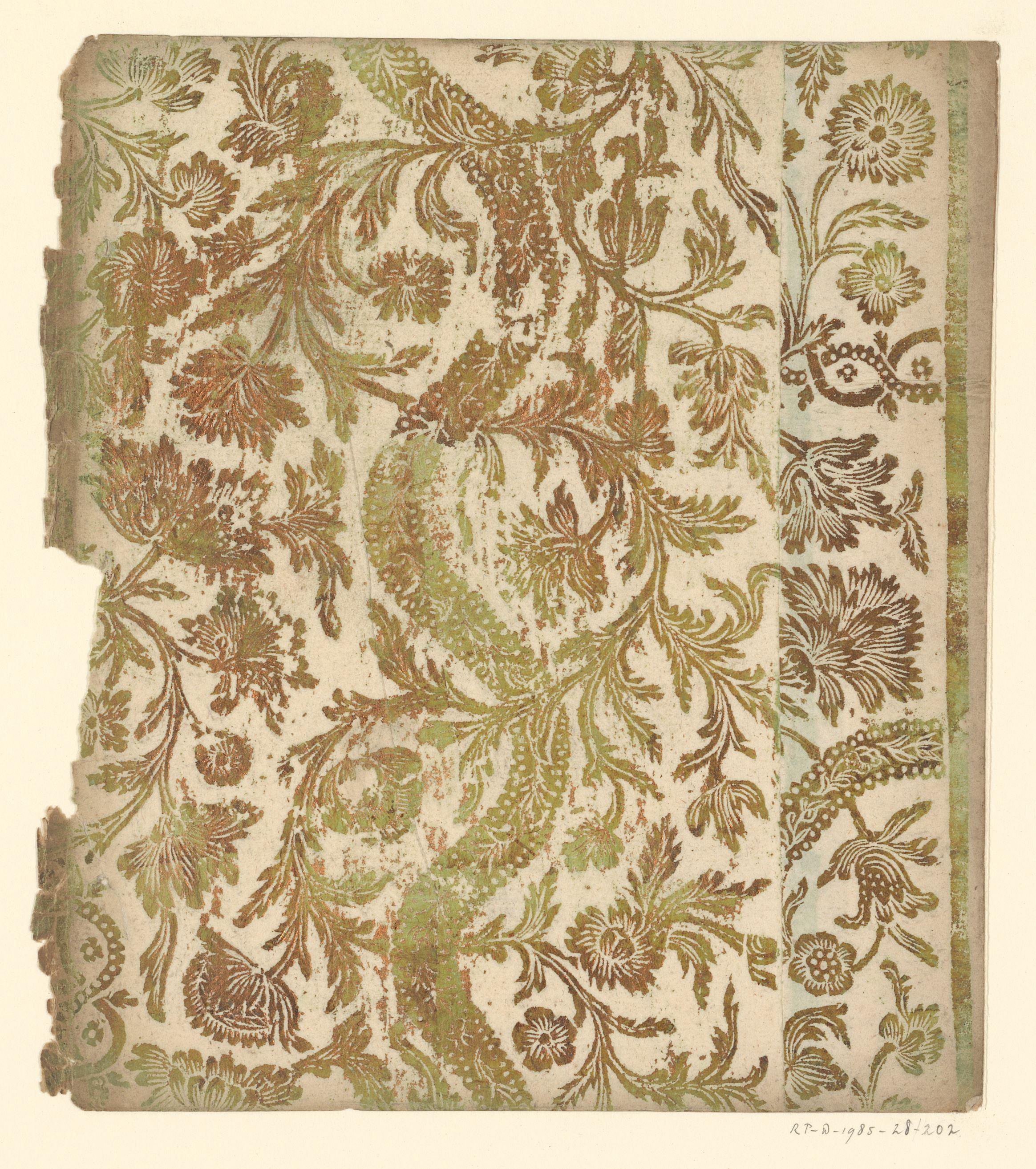 Blad met slingerende ranken met bloemen