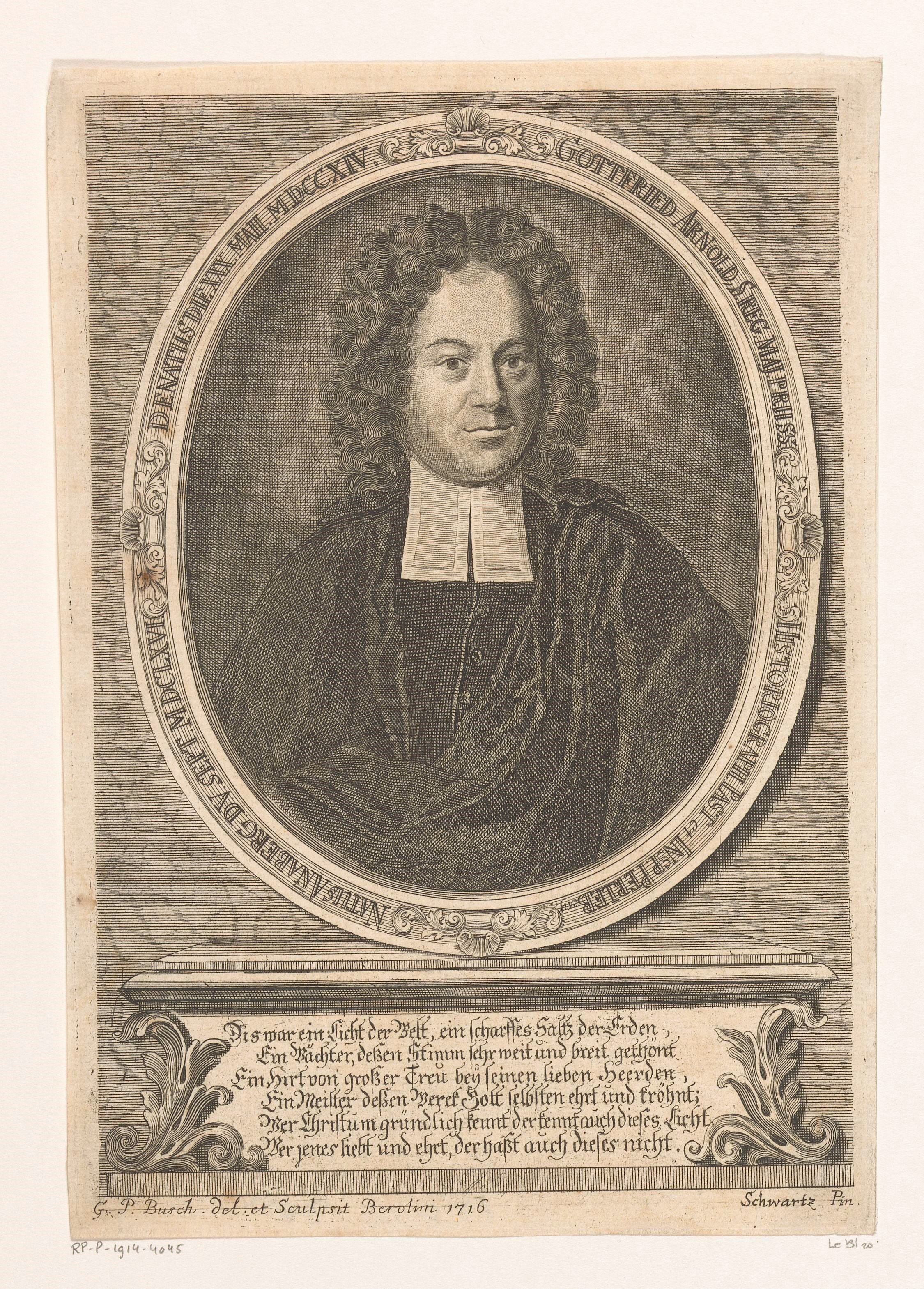Portret van Gottfried Arnold