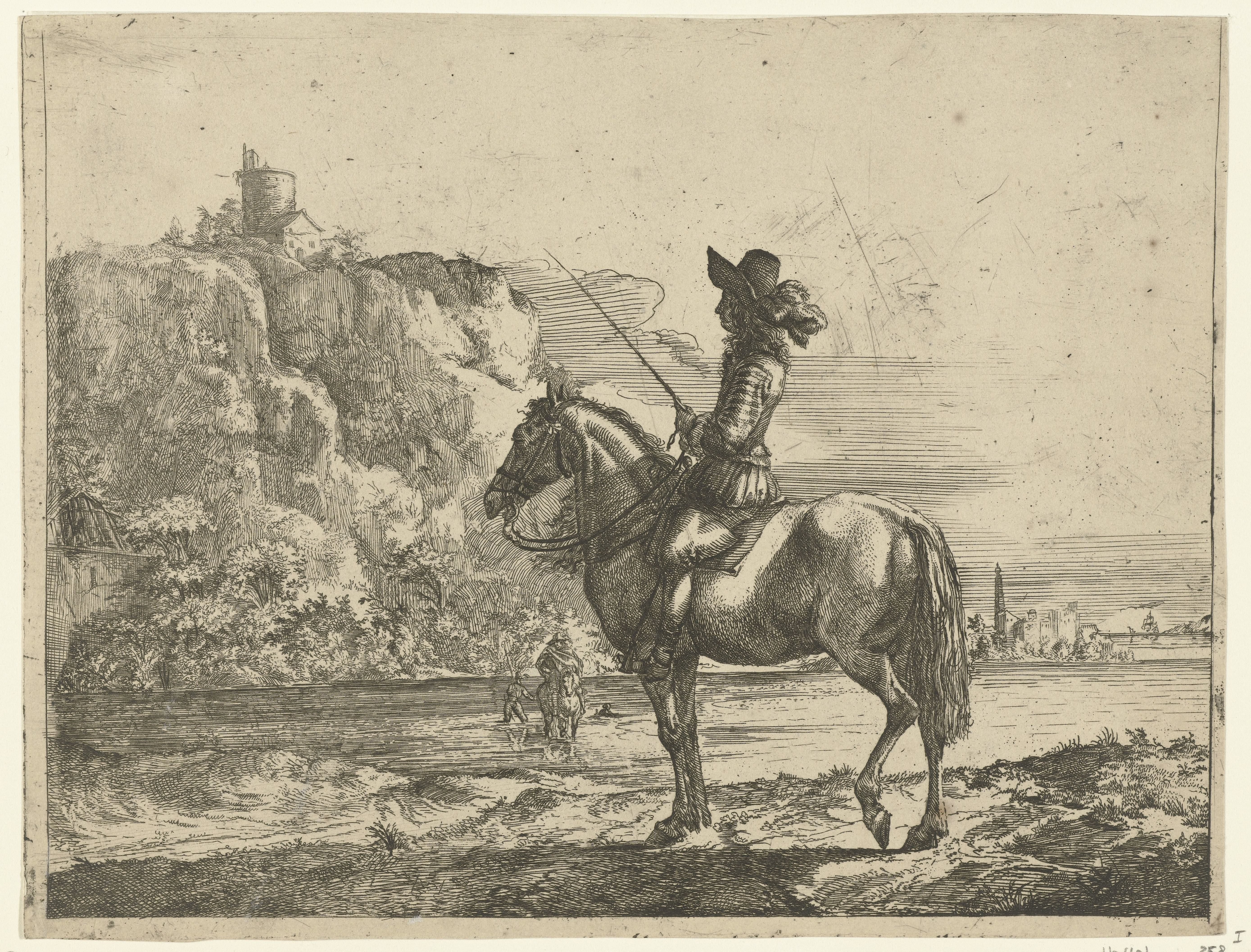 Ruiter bij een rivier