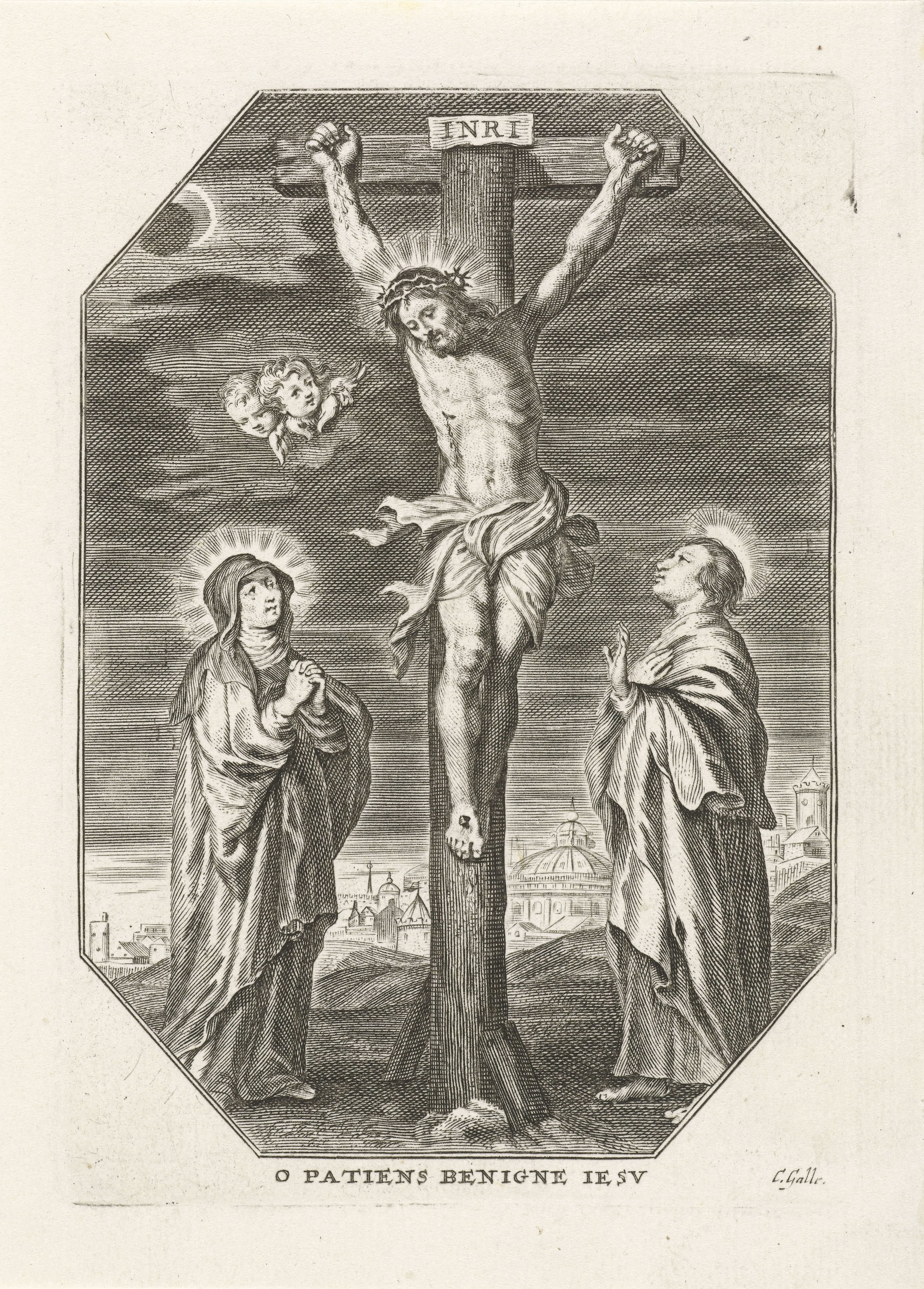 Christus aan het kruis met Maria en Johannes