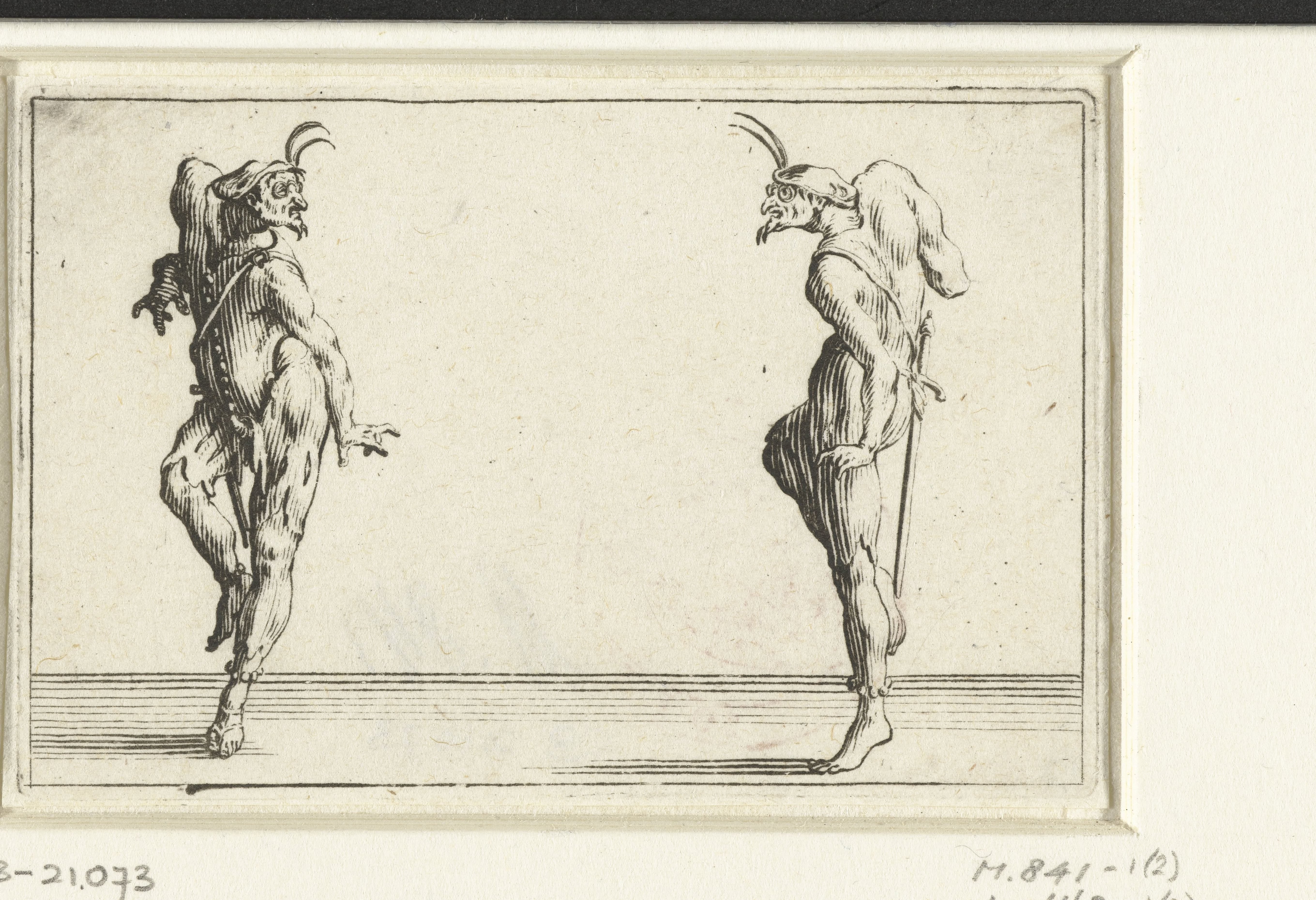 Twee dansers, beiden op de linkerzijde gezien