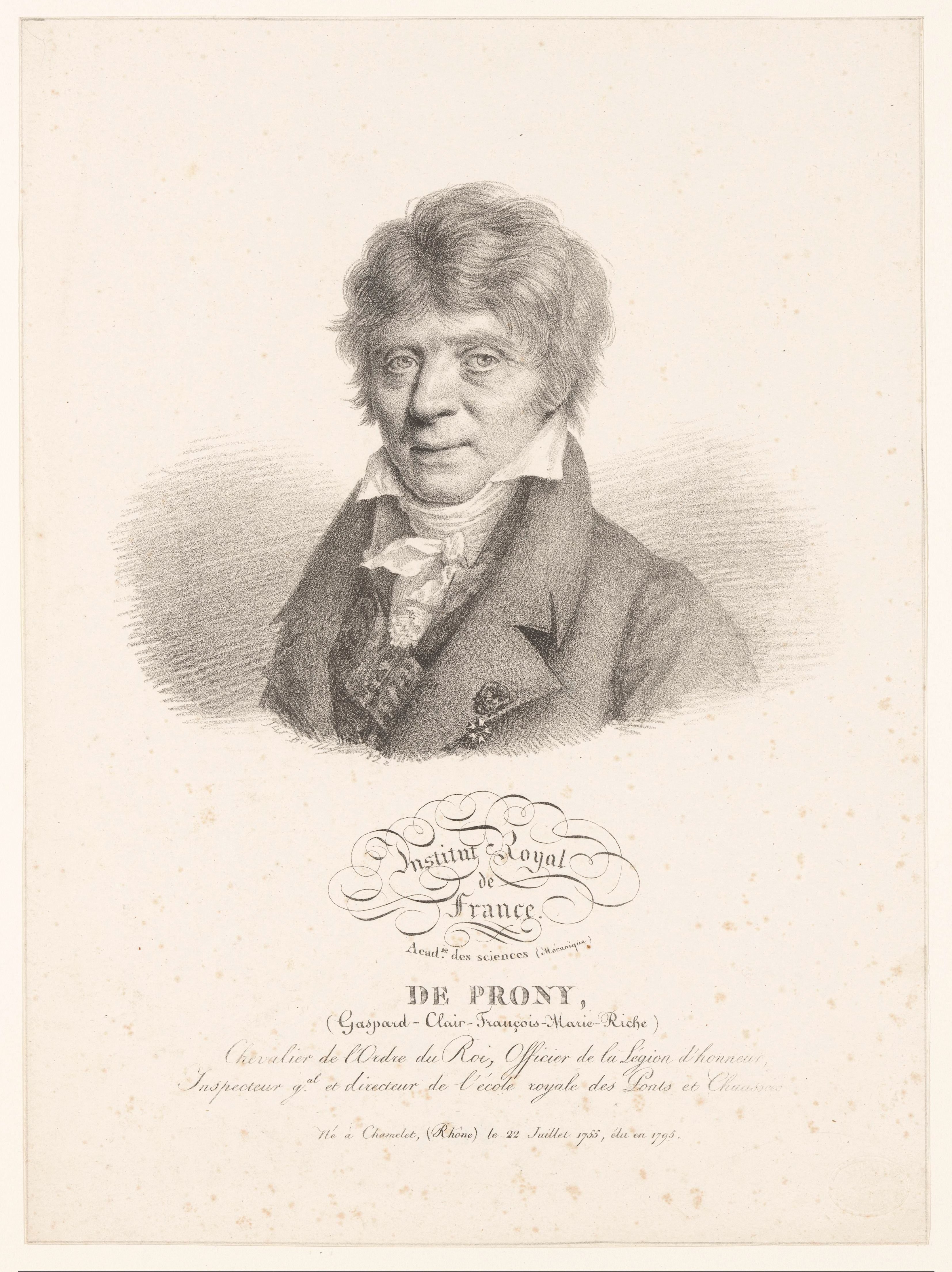 Portret van de ingenieur Gaspard de Prony