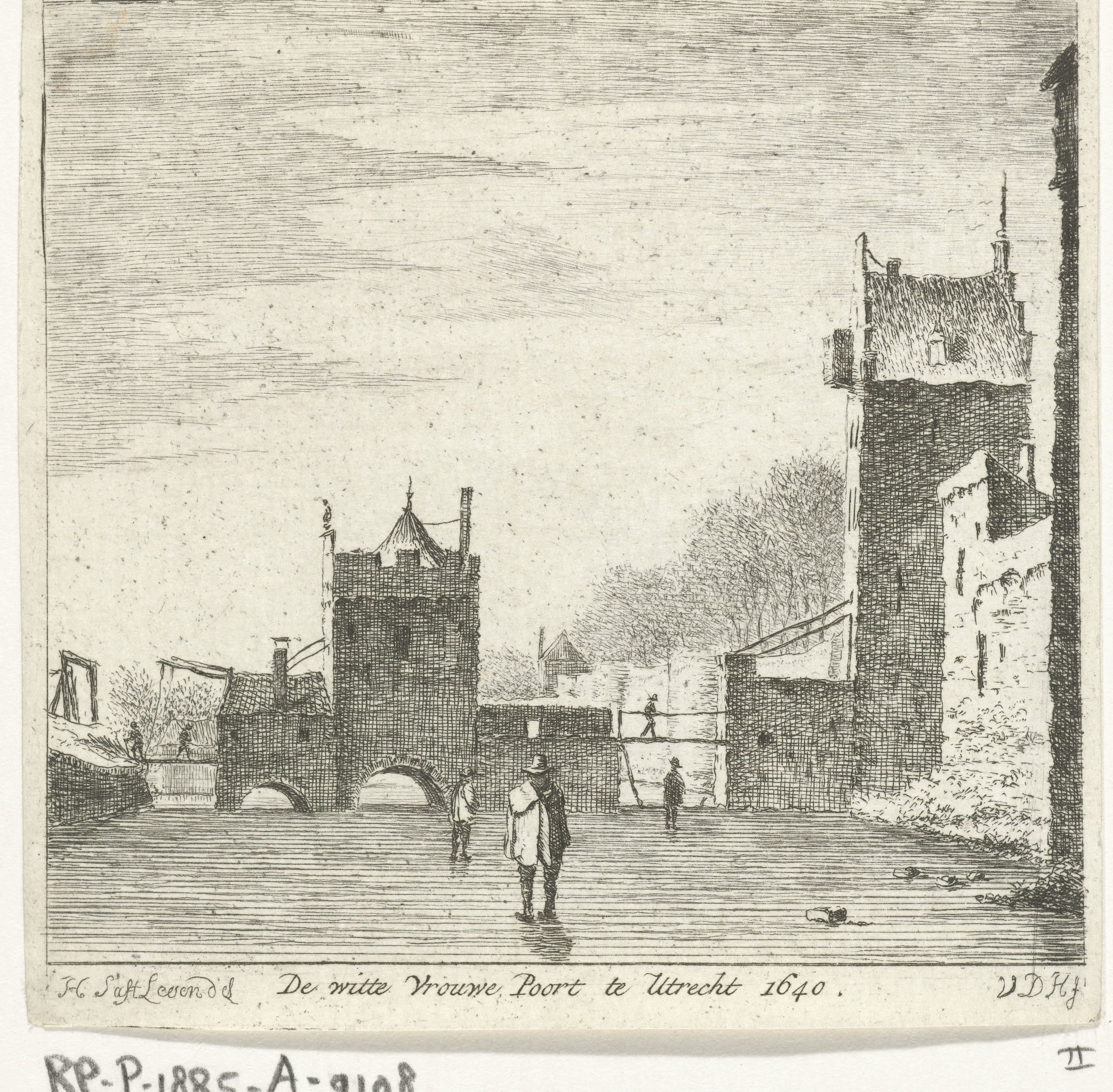 Gezicht op de Wittevrouwenpoort te Utrecht in winter