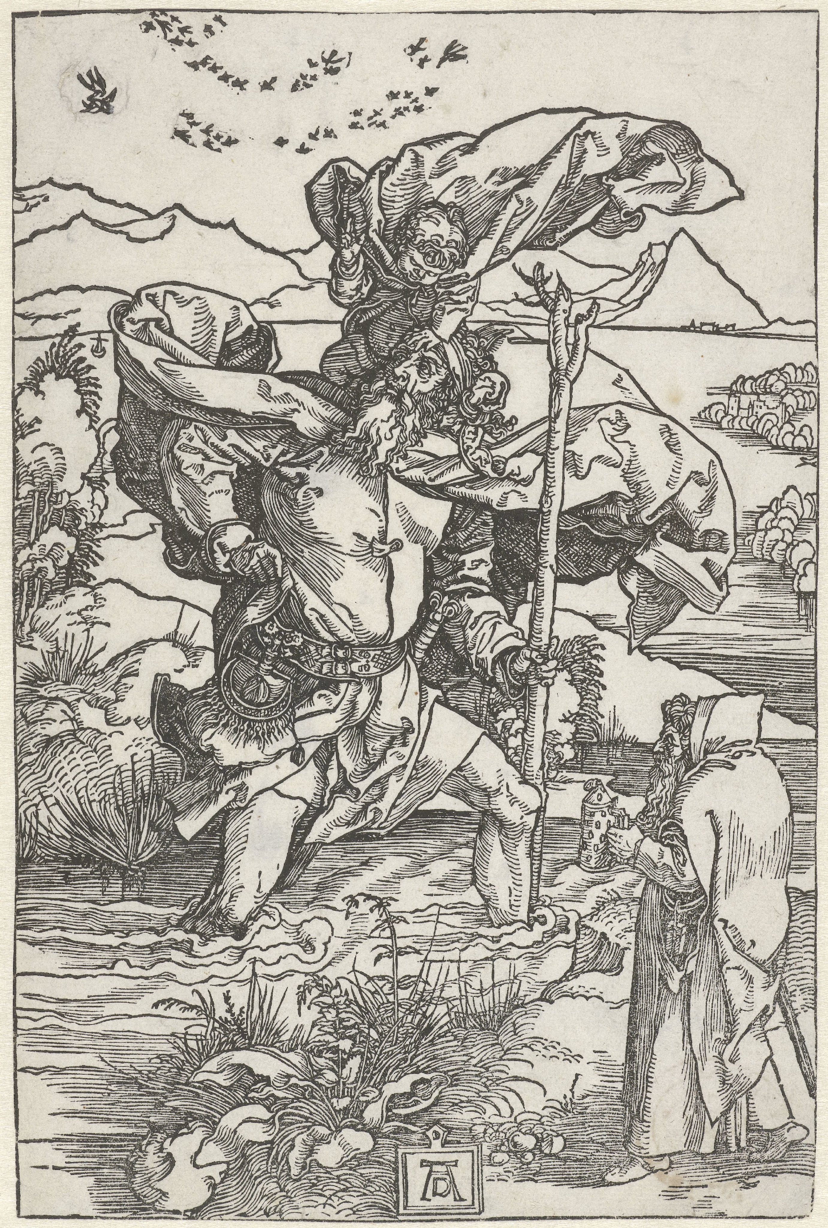 De Heilige Christoffel draagt het Christuskind