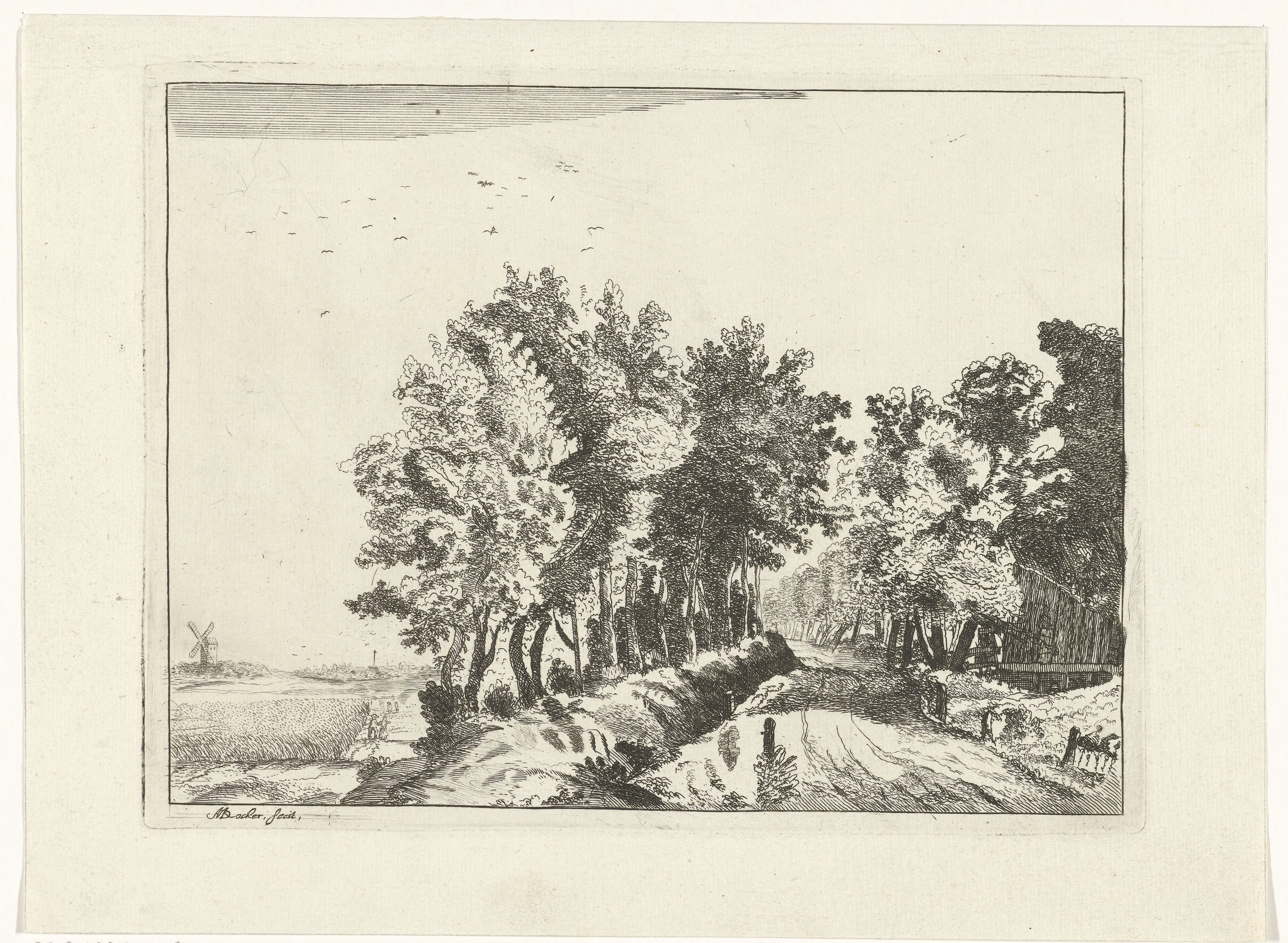 Landschap met een hut aan de weg