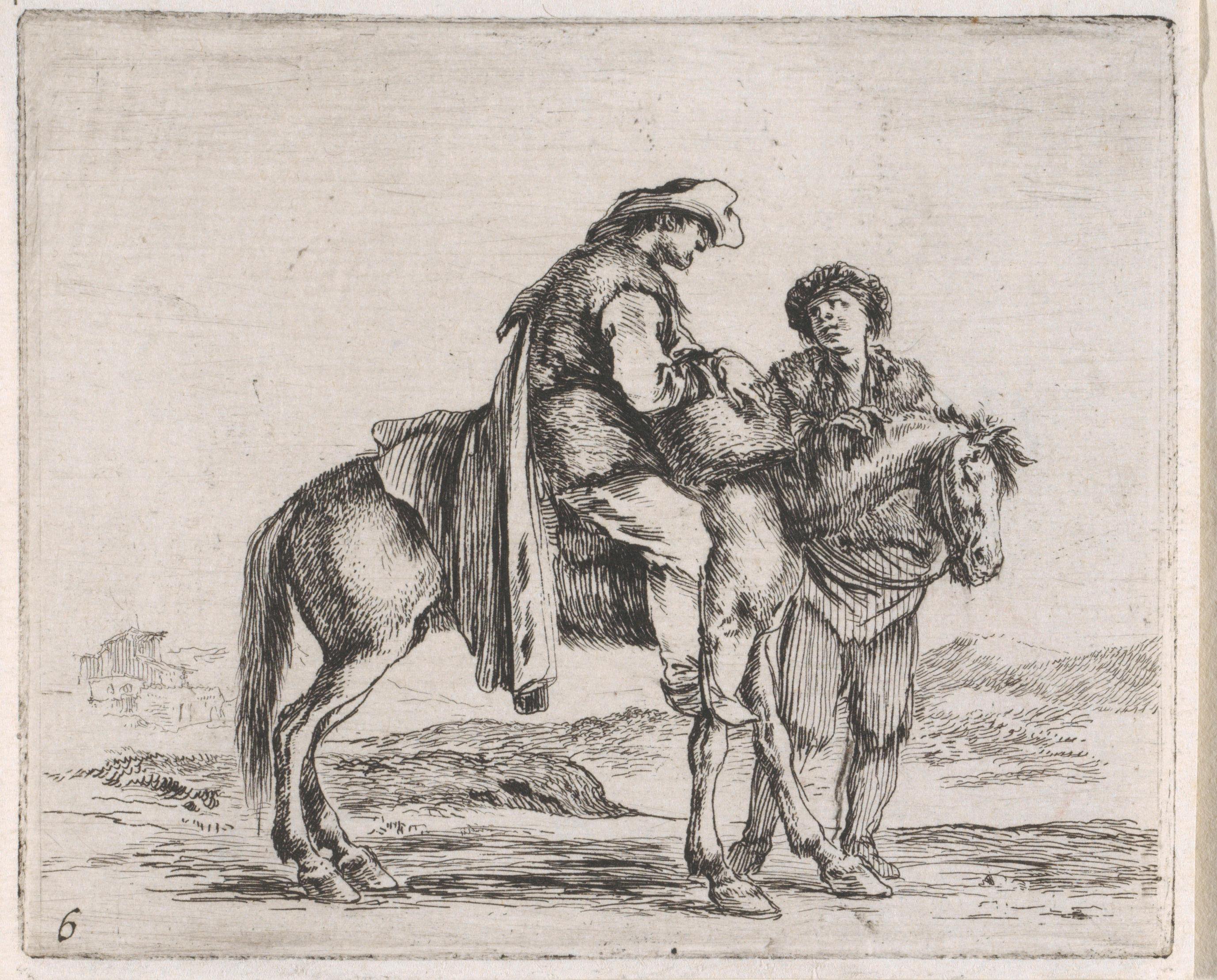 Man te paard in gesprek met een staande man