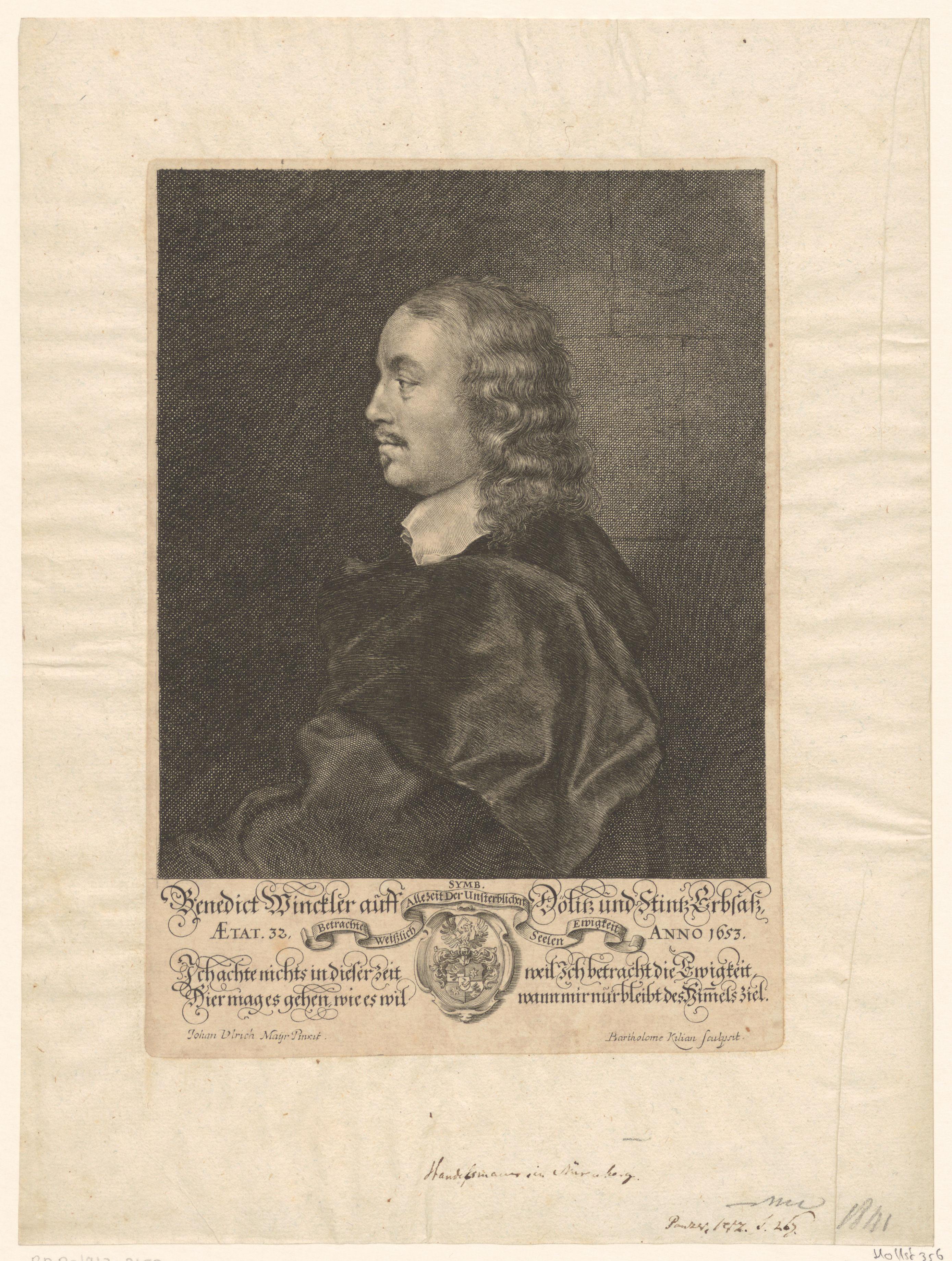 Portret van Benedikt Winckler op 32-jarige leeftijd