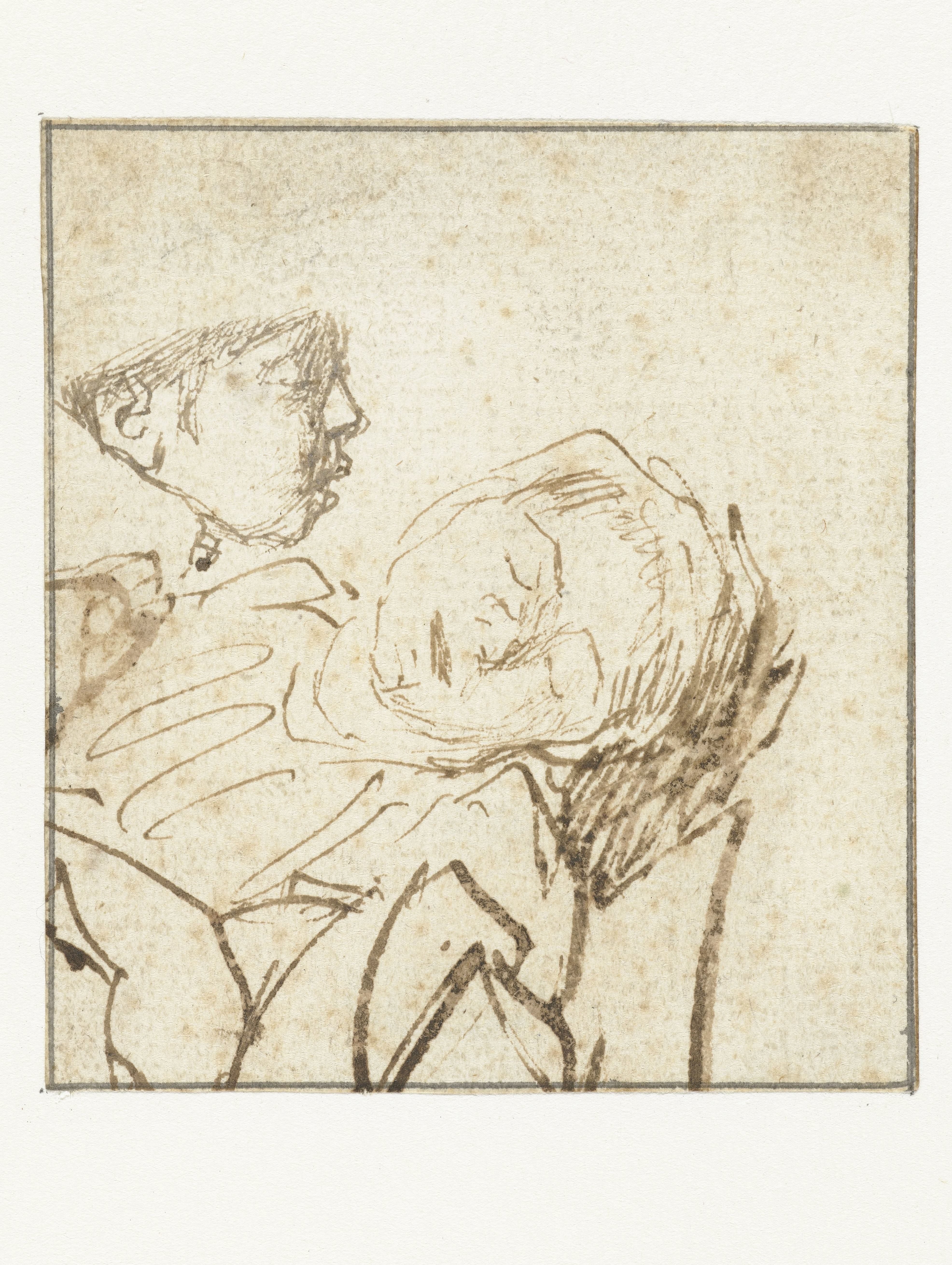 Head of a Sleeping Girl and a Boy’s Head in Profile