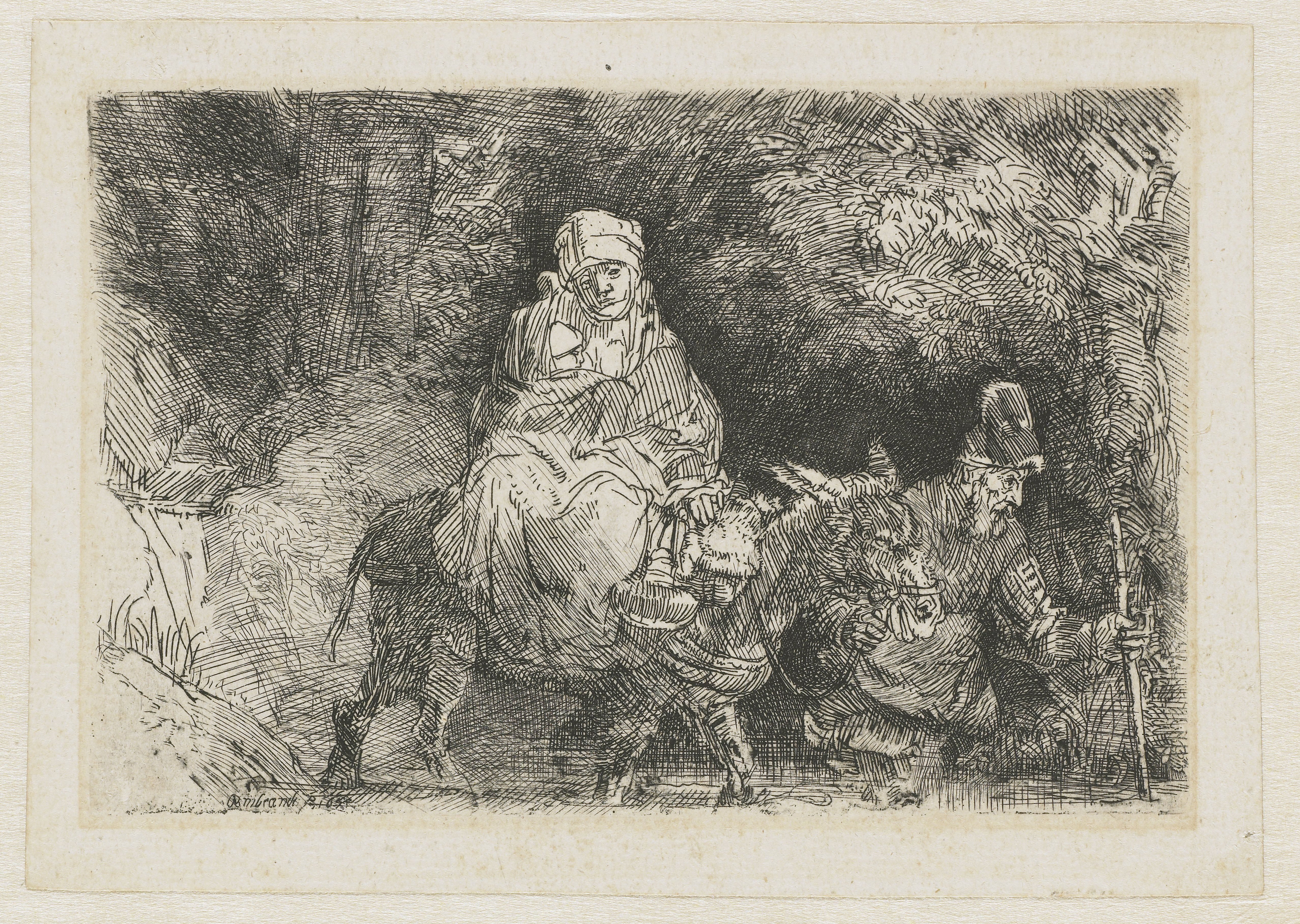 The flight into Egypt crossing a brook