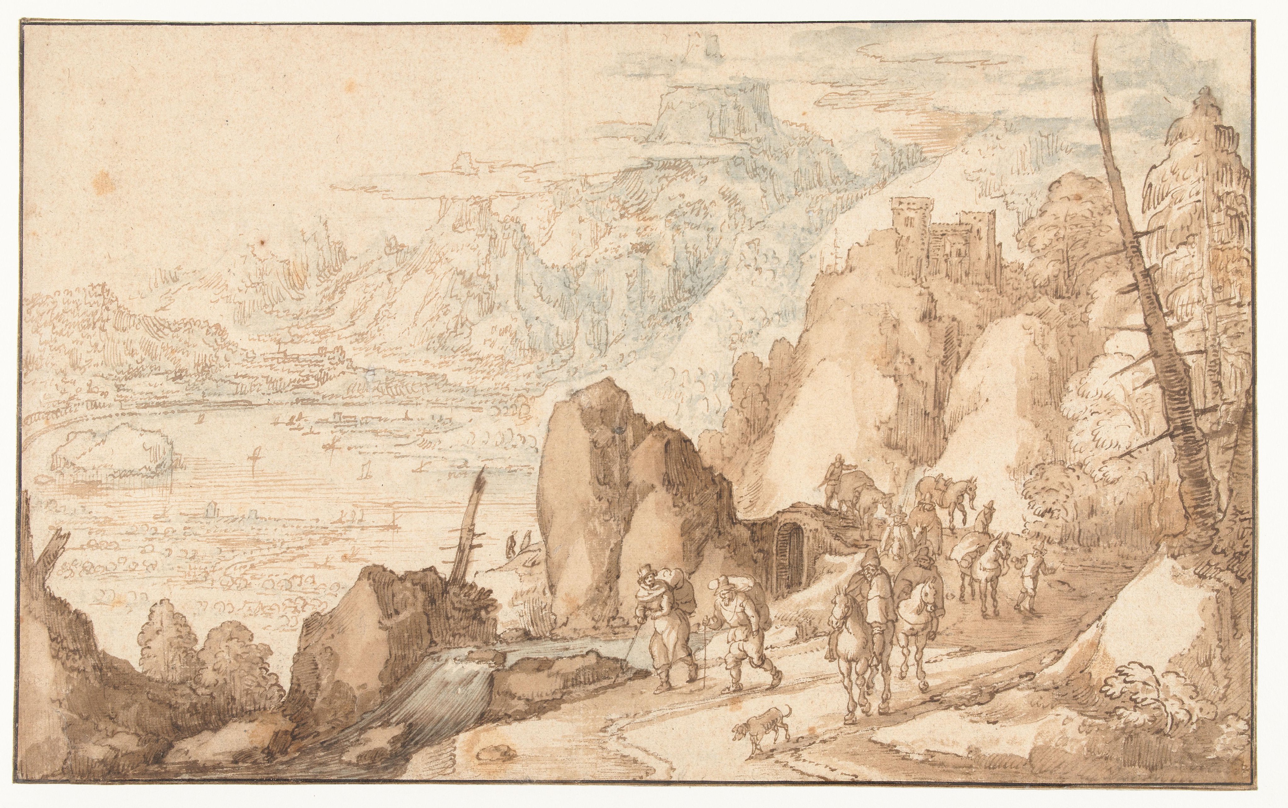 Landschap met reizigers