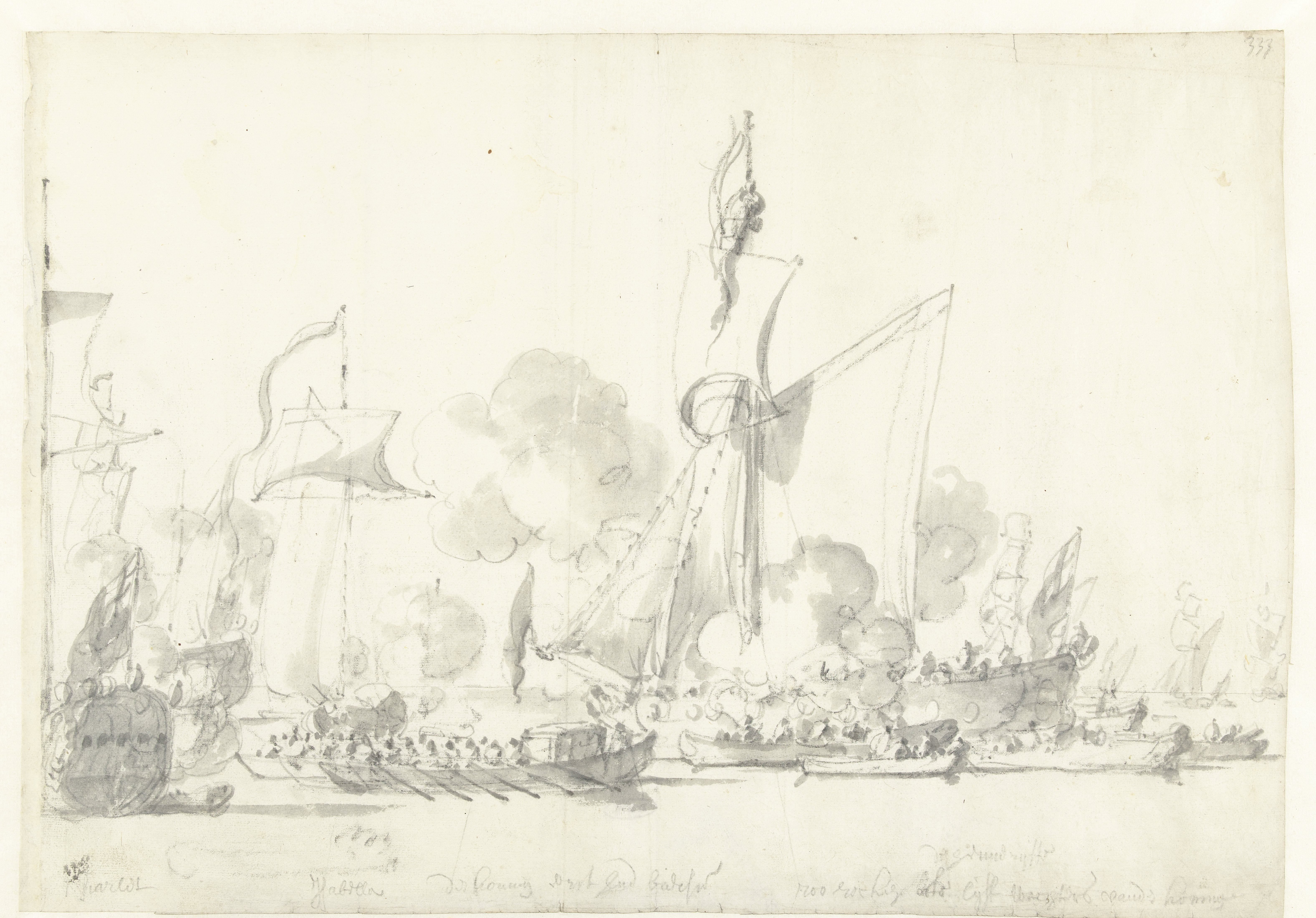 De tocht van de Engelse koning Karel II over de Thames naar Sheerness en Chatham op 27 Augustus 1681