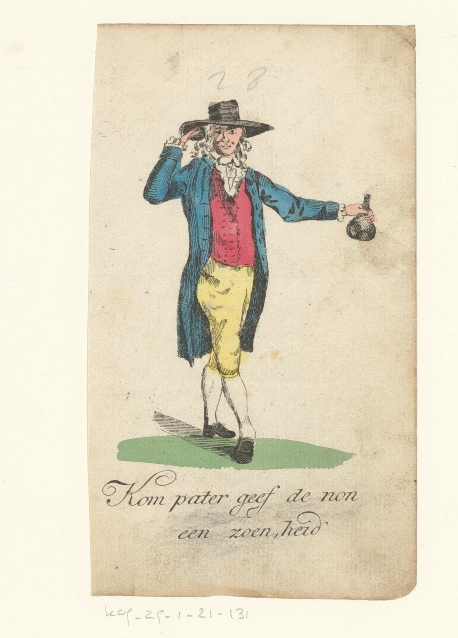 Dronken man met een fles wijn in zijn hand