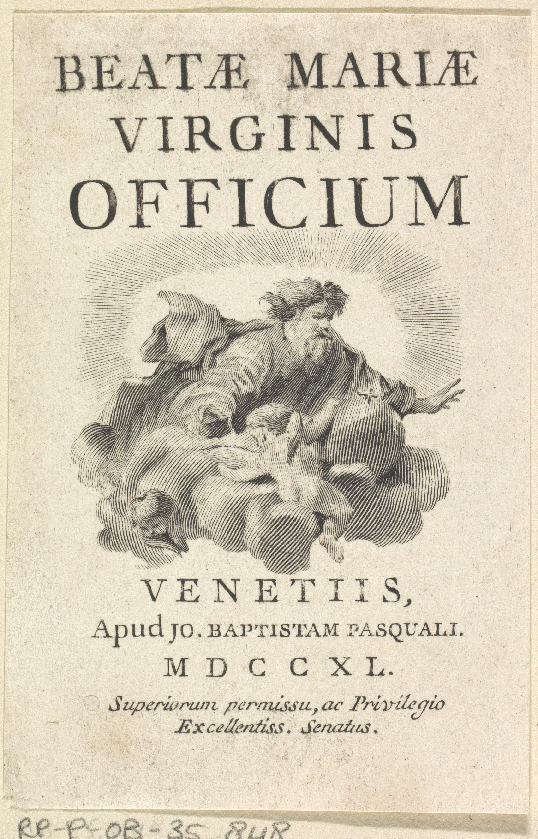 Titelprent met God de Vader op een wolk met putti