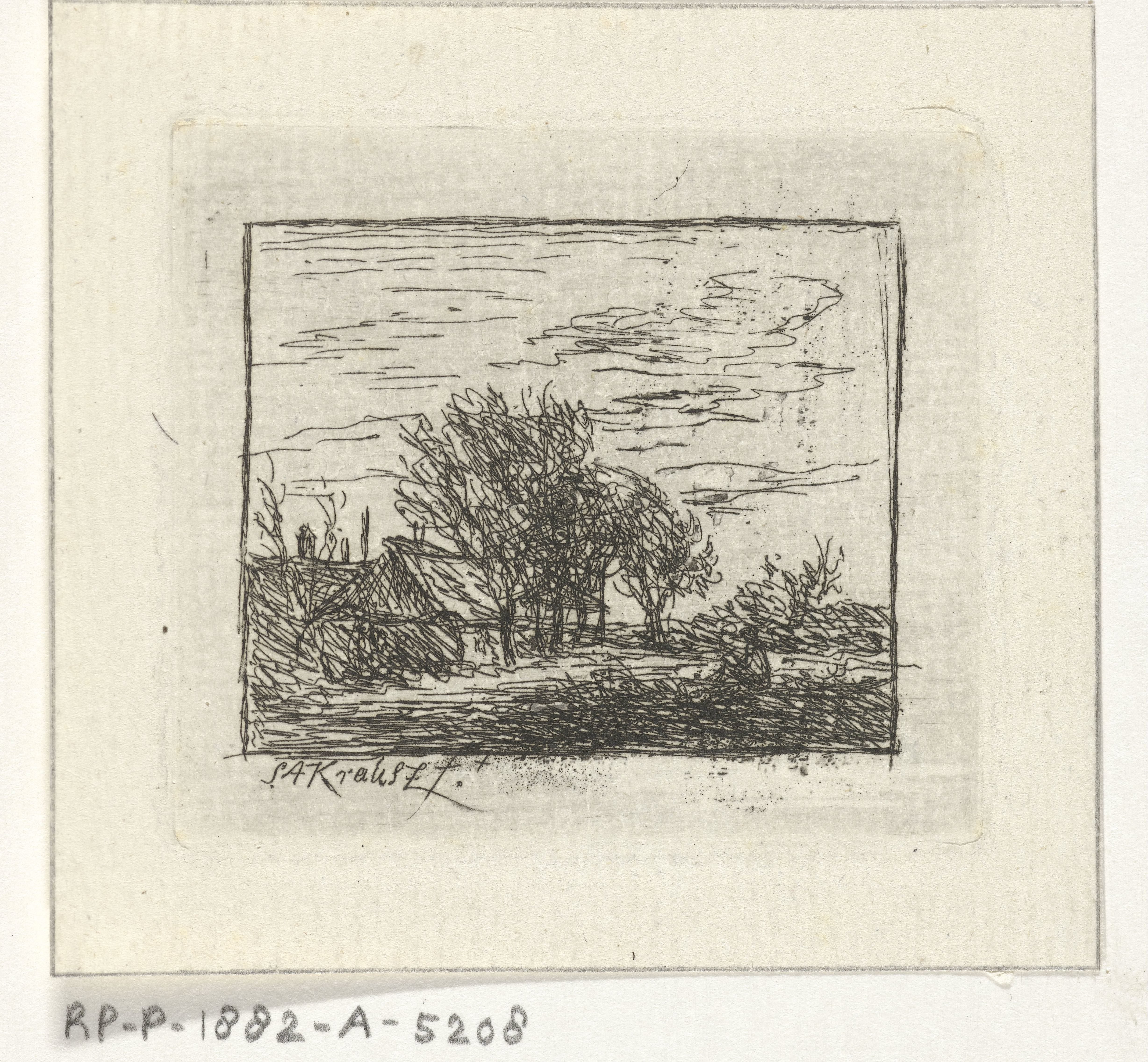 Landschap met huizen en bomen