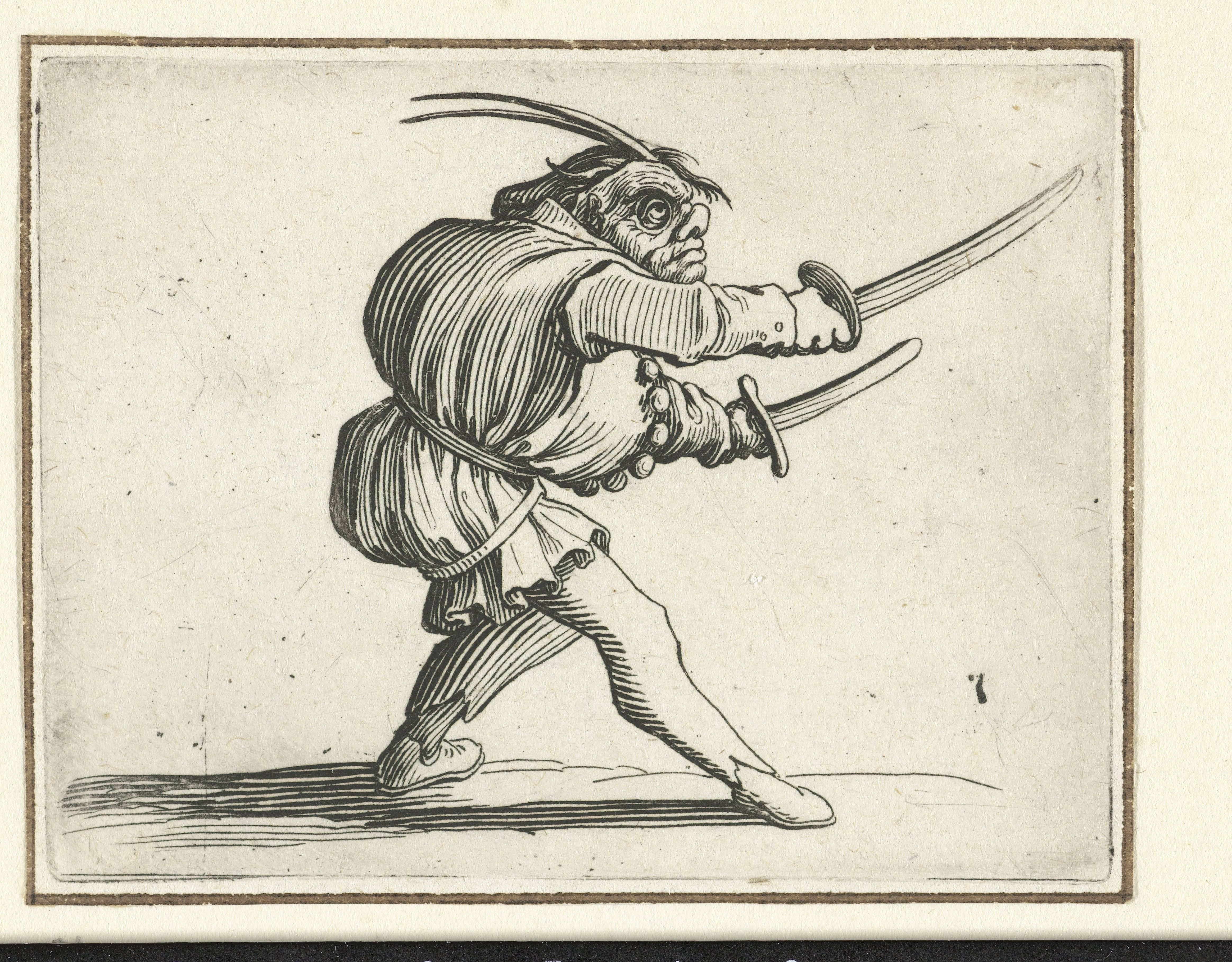 Groteske figuur met twee zwaarden