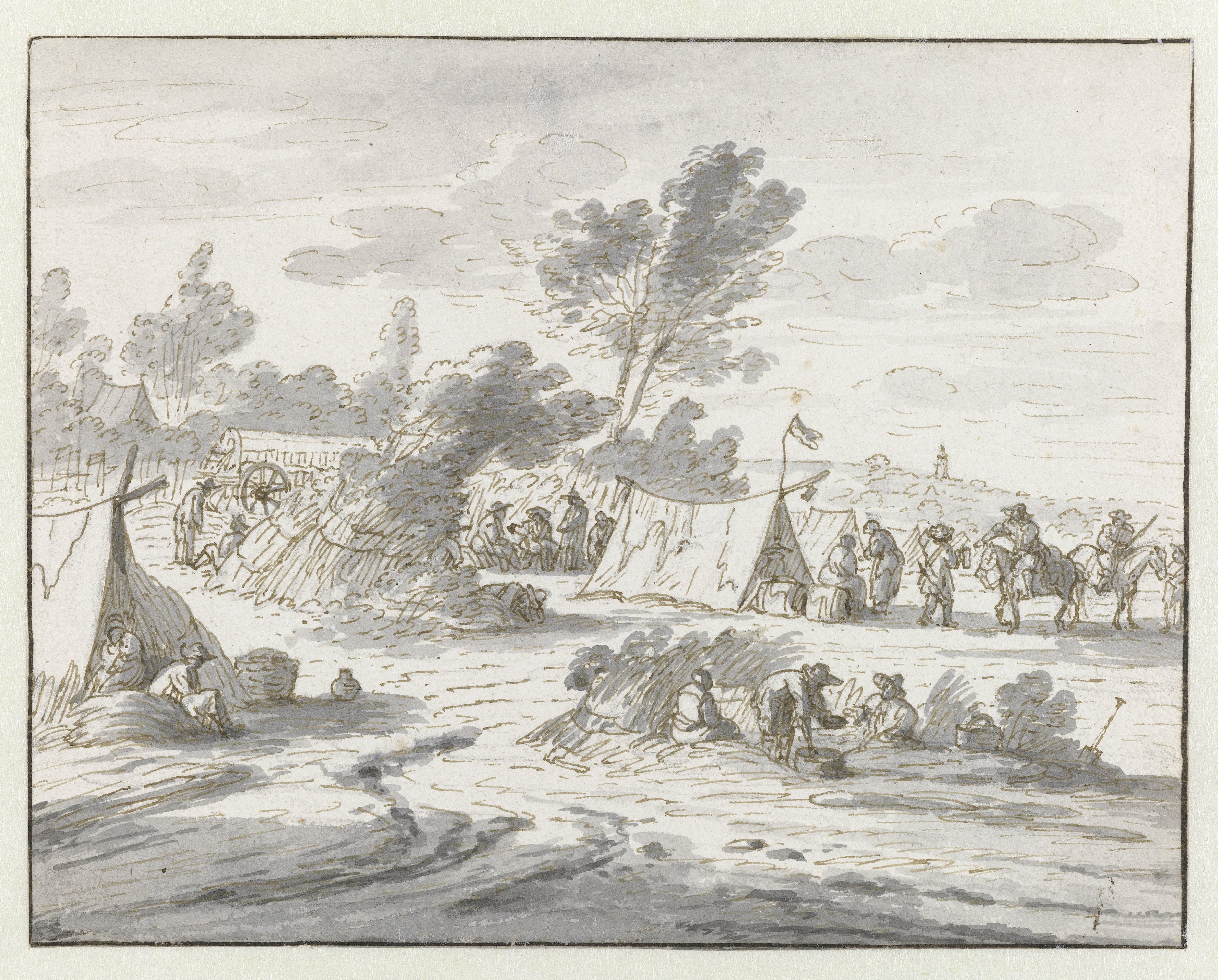 View on an Encampment of the Army of Willem III near Lembeek, Flemish Brabant