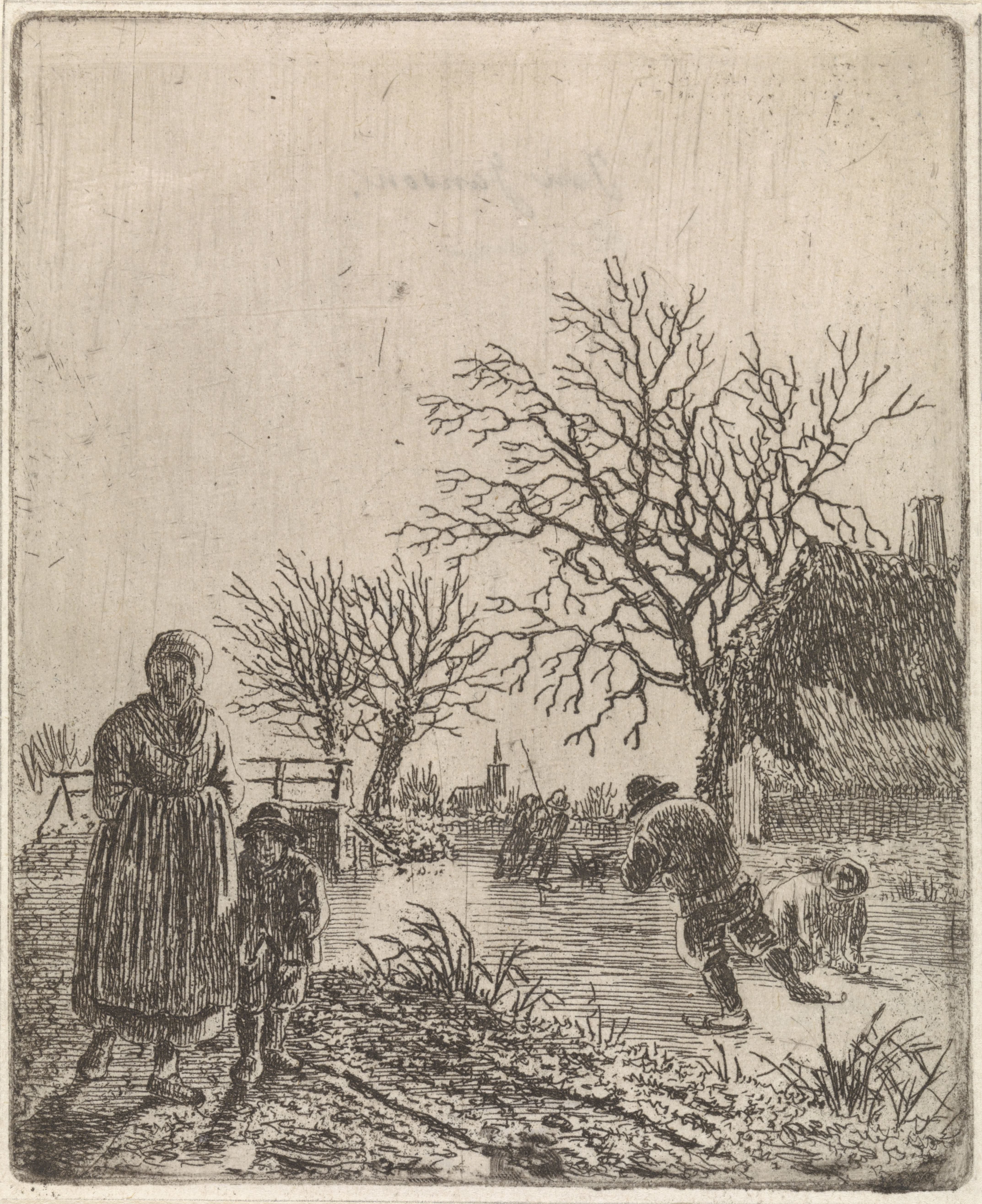 Landschap met schaatsers