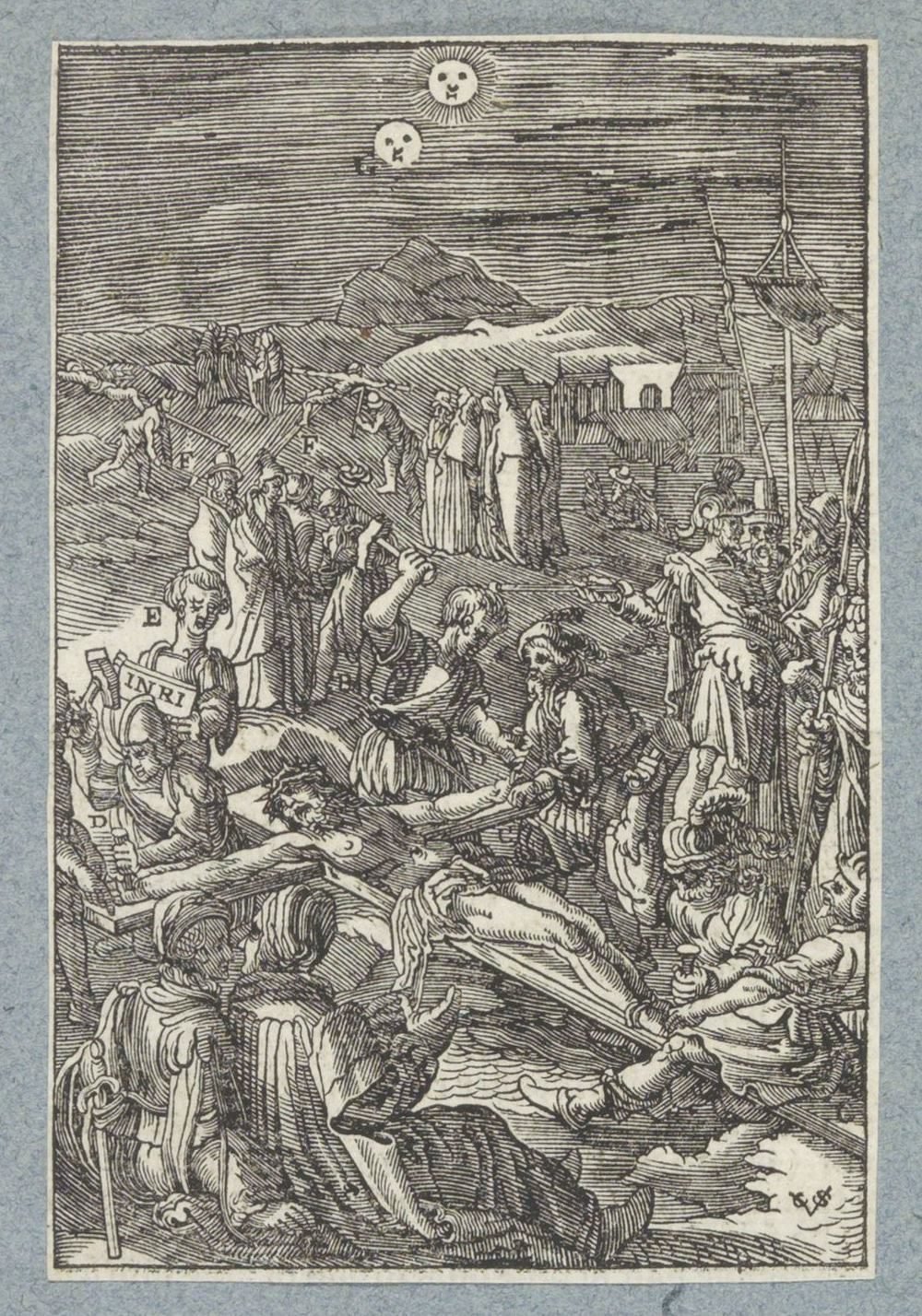 Christus wordt aan het kruis genageld