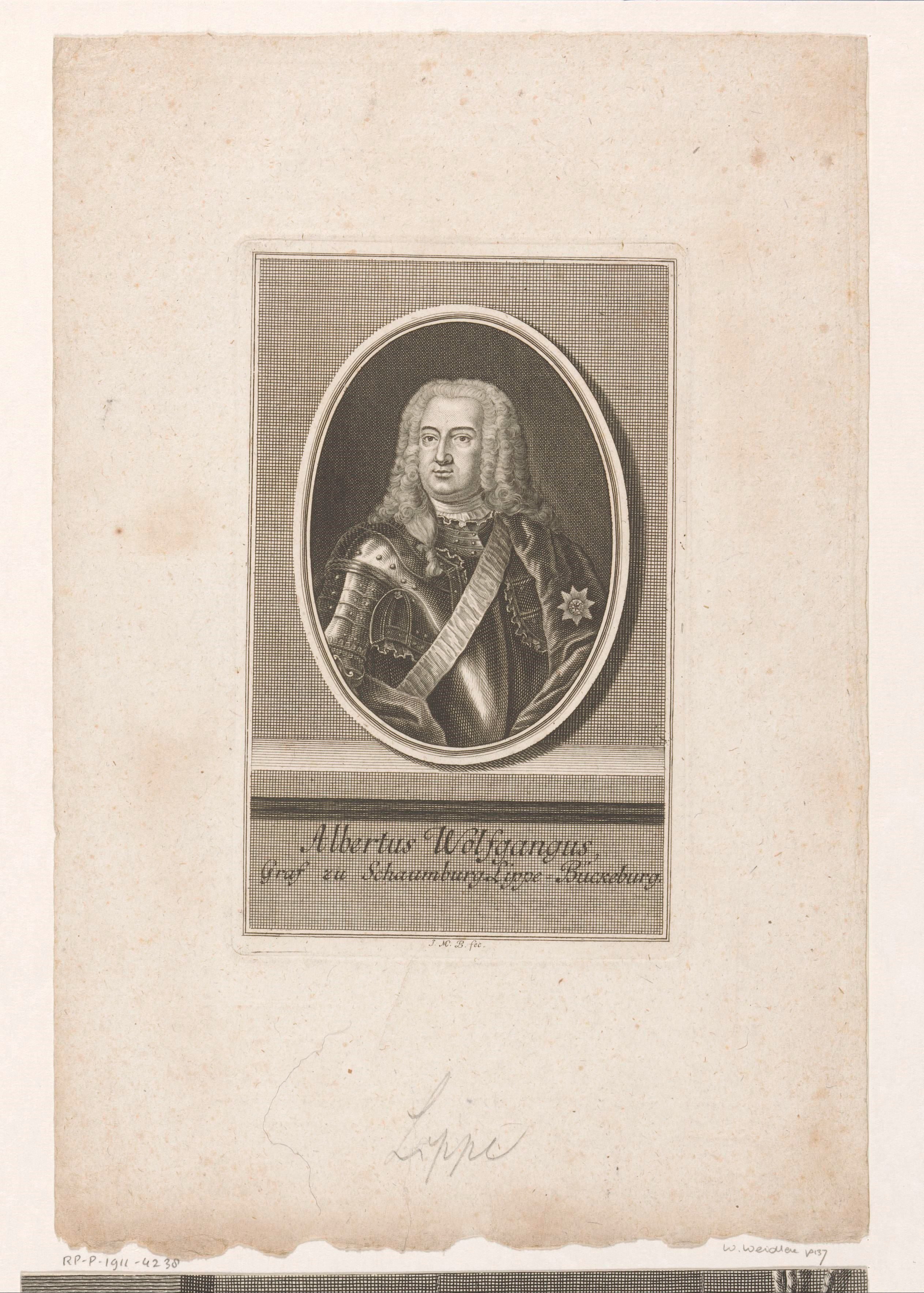 Portret van Albrecht Wolfgang Graf zu Schaumburg-Lippe