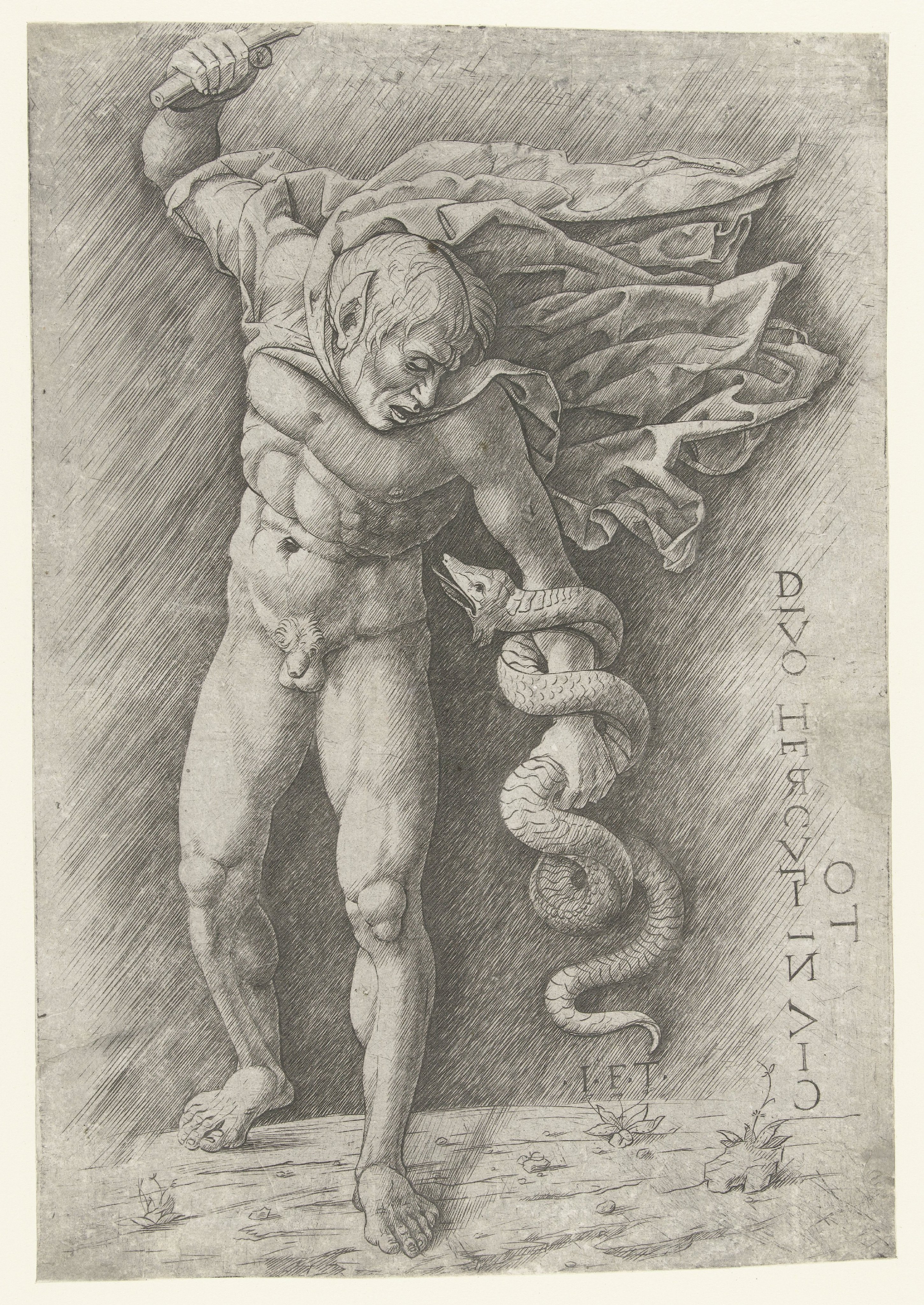 Faun Fighting a Snake