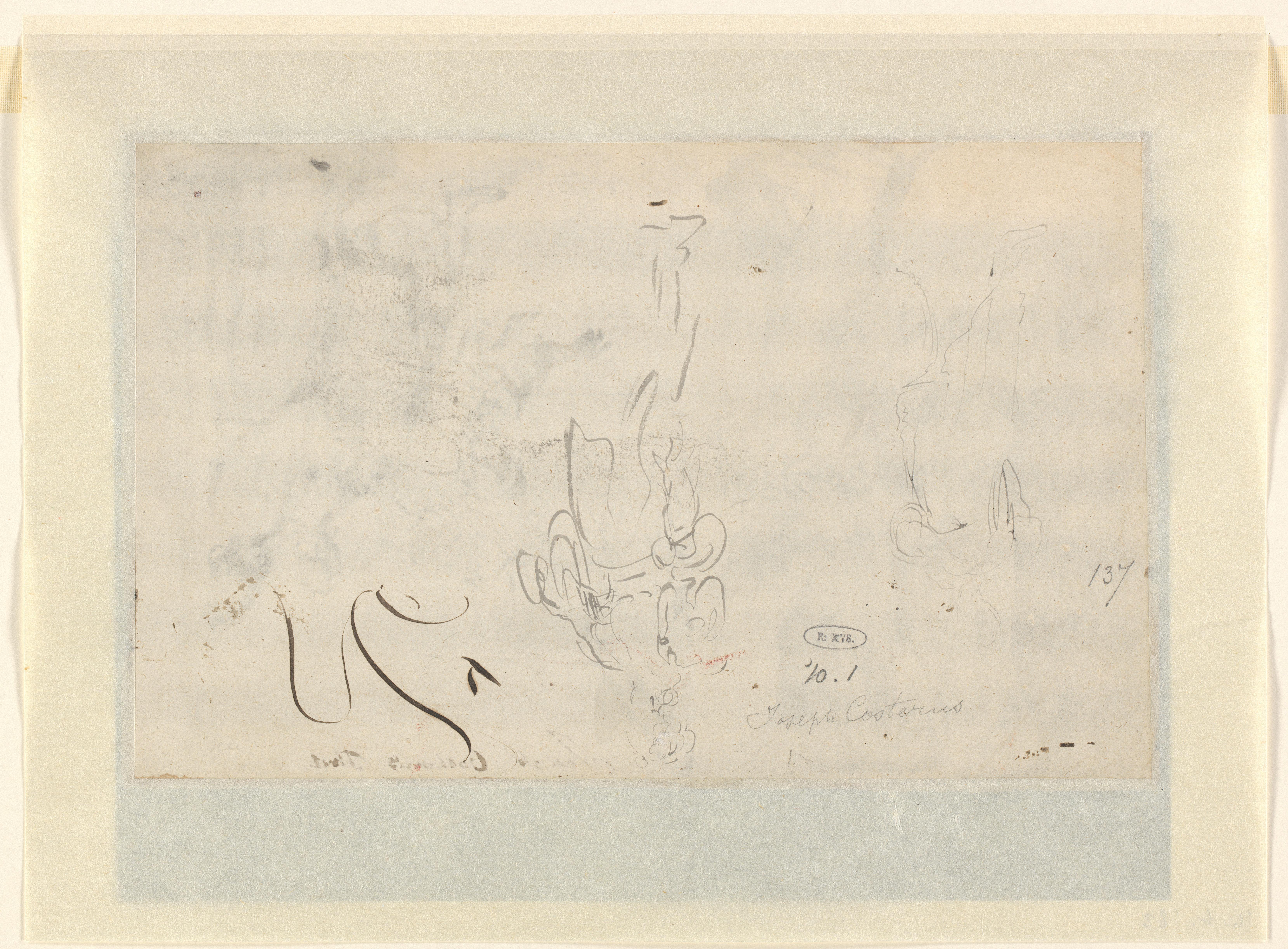 Twee studies van een staande figuur