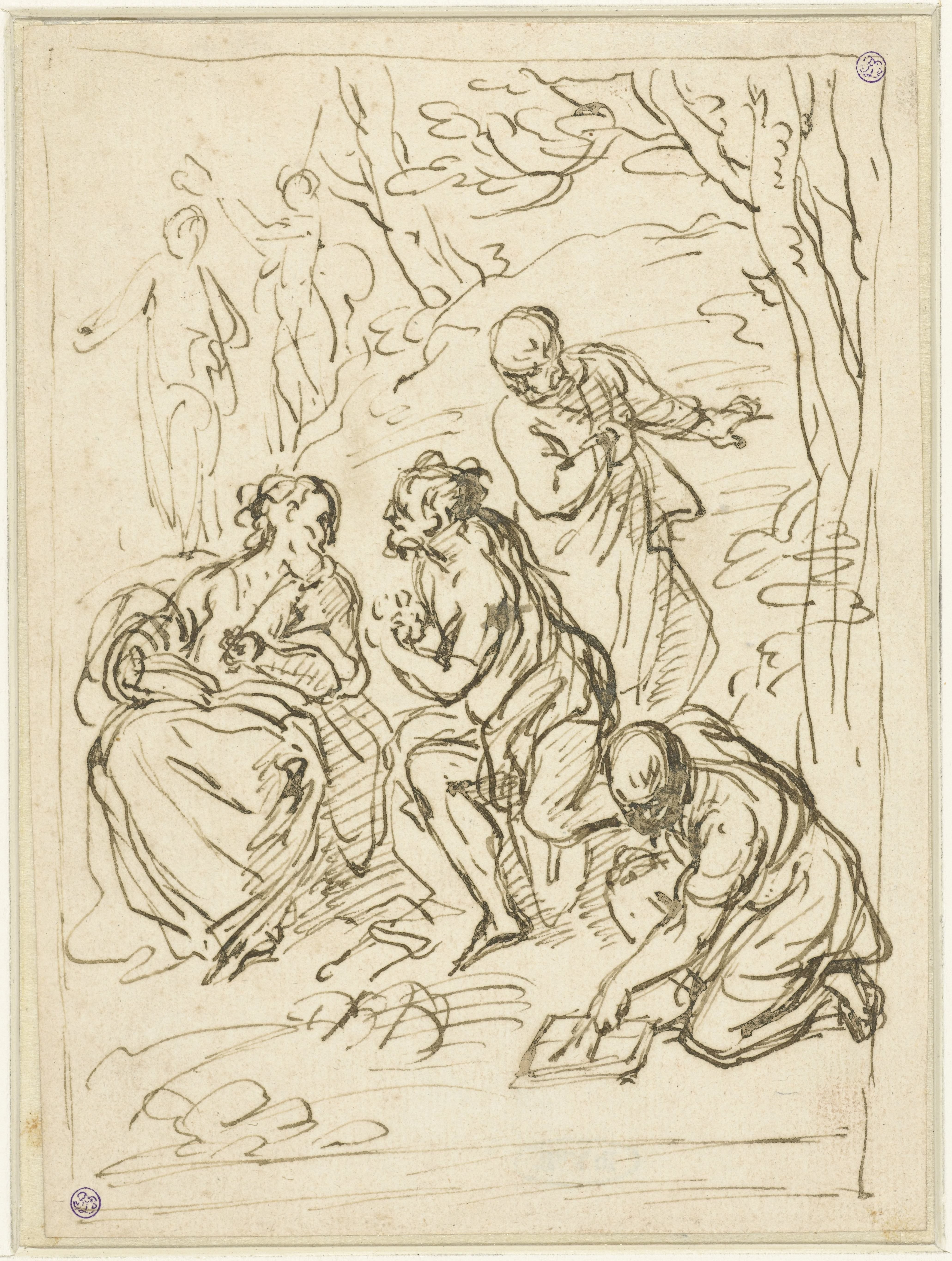 Mythologische of allegorische voorstelling met zes figuren