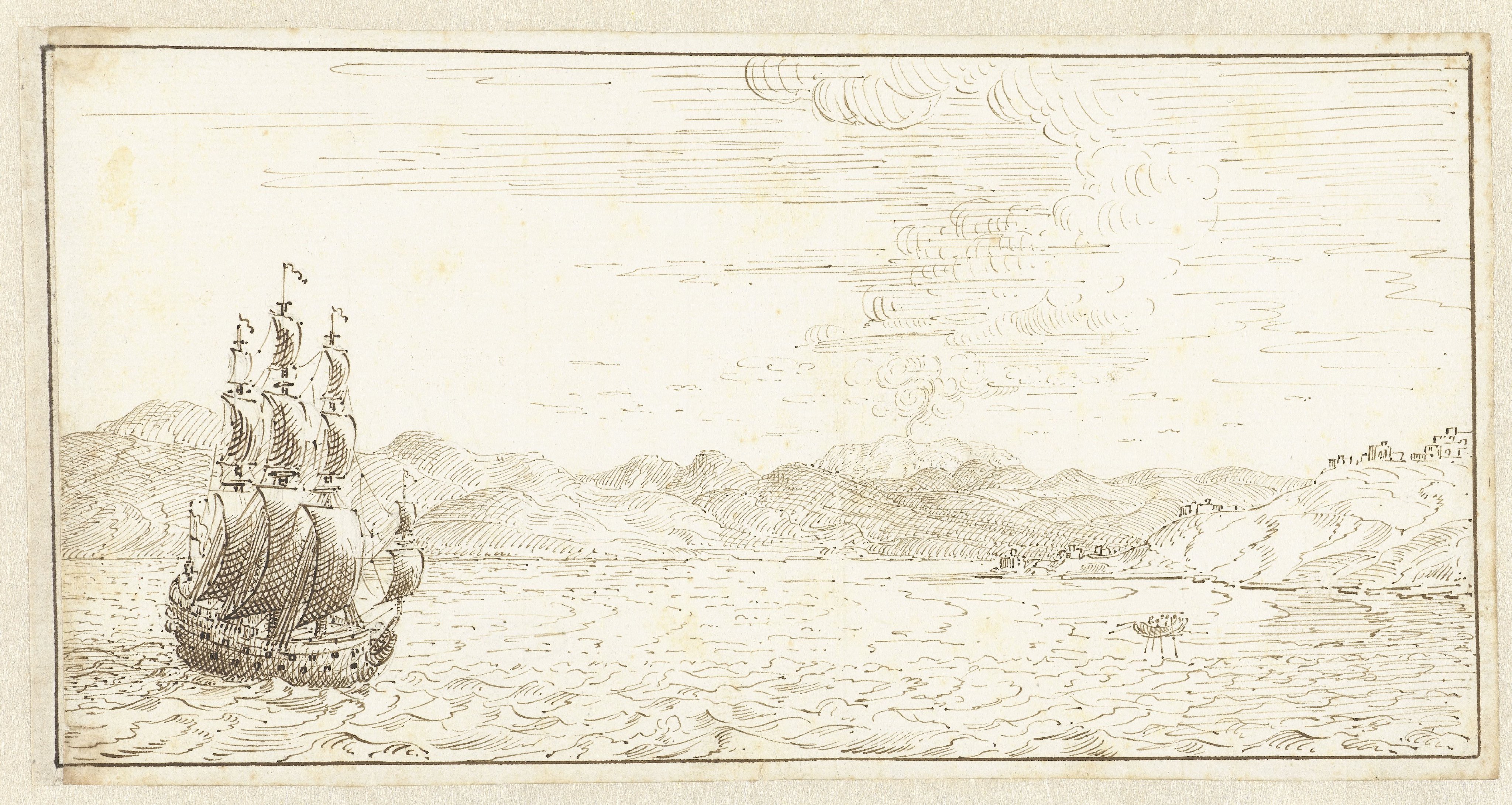Schip gelegen voor de kust van Sicilië