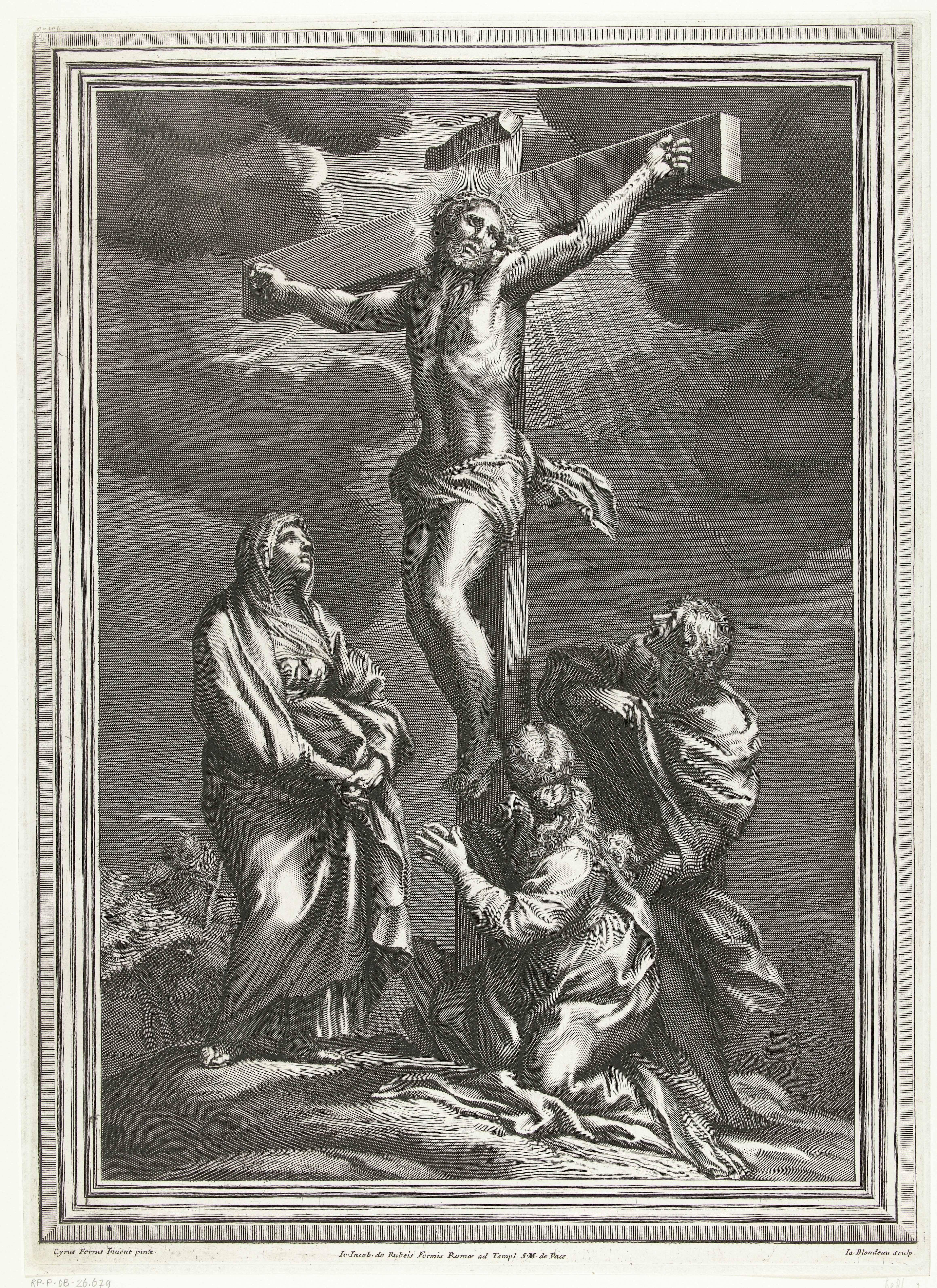 Christus aan het kruis met Maria, Johannes en Maria Magdalena
