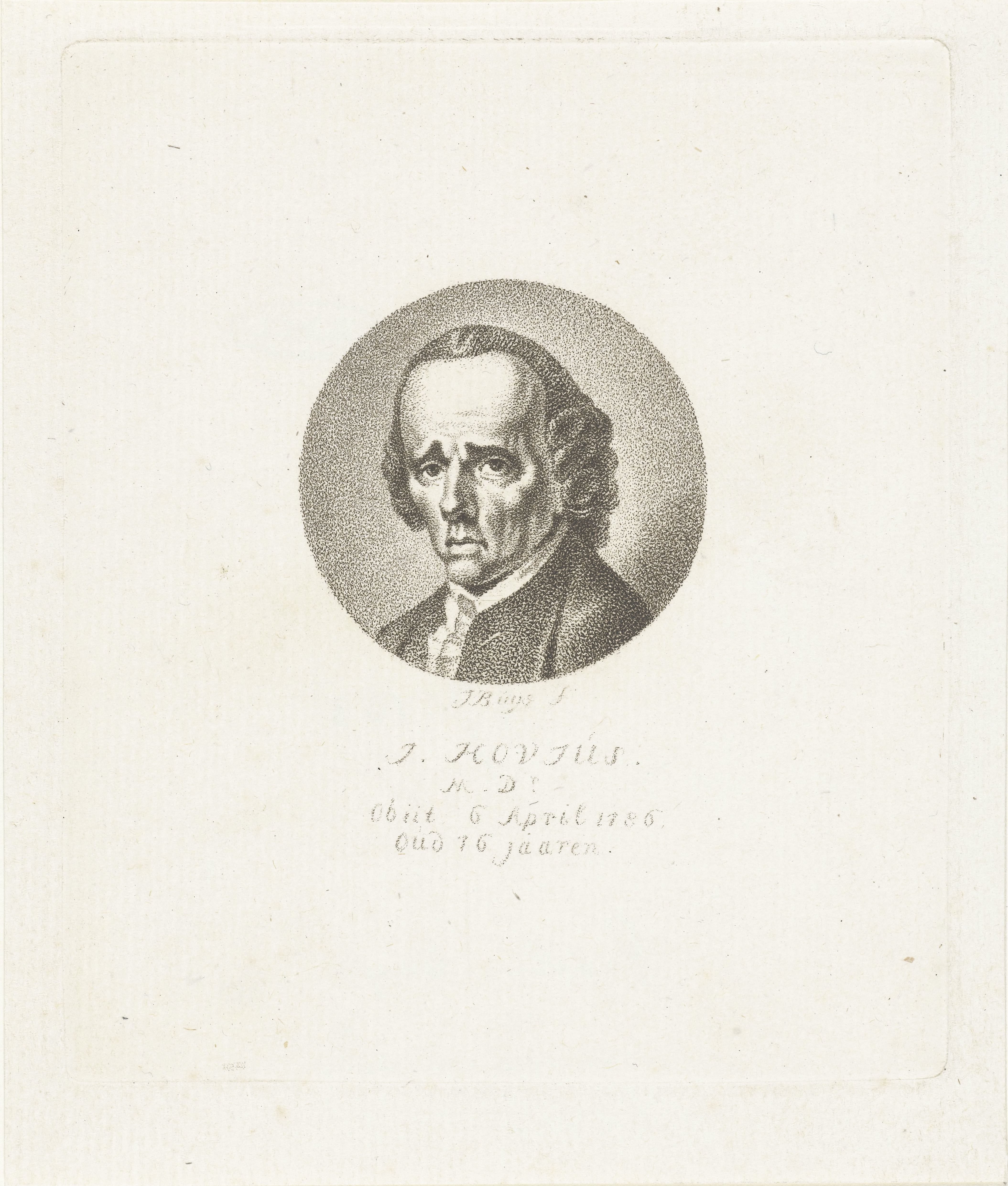 Portret van J. Hovius op 16-jarige leeftijd