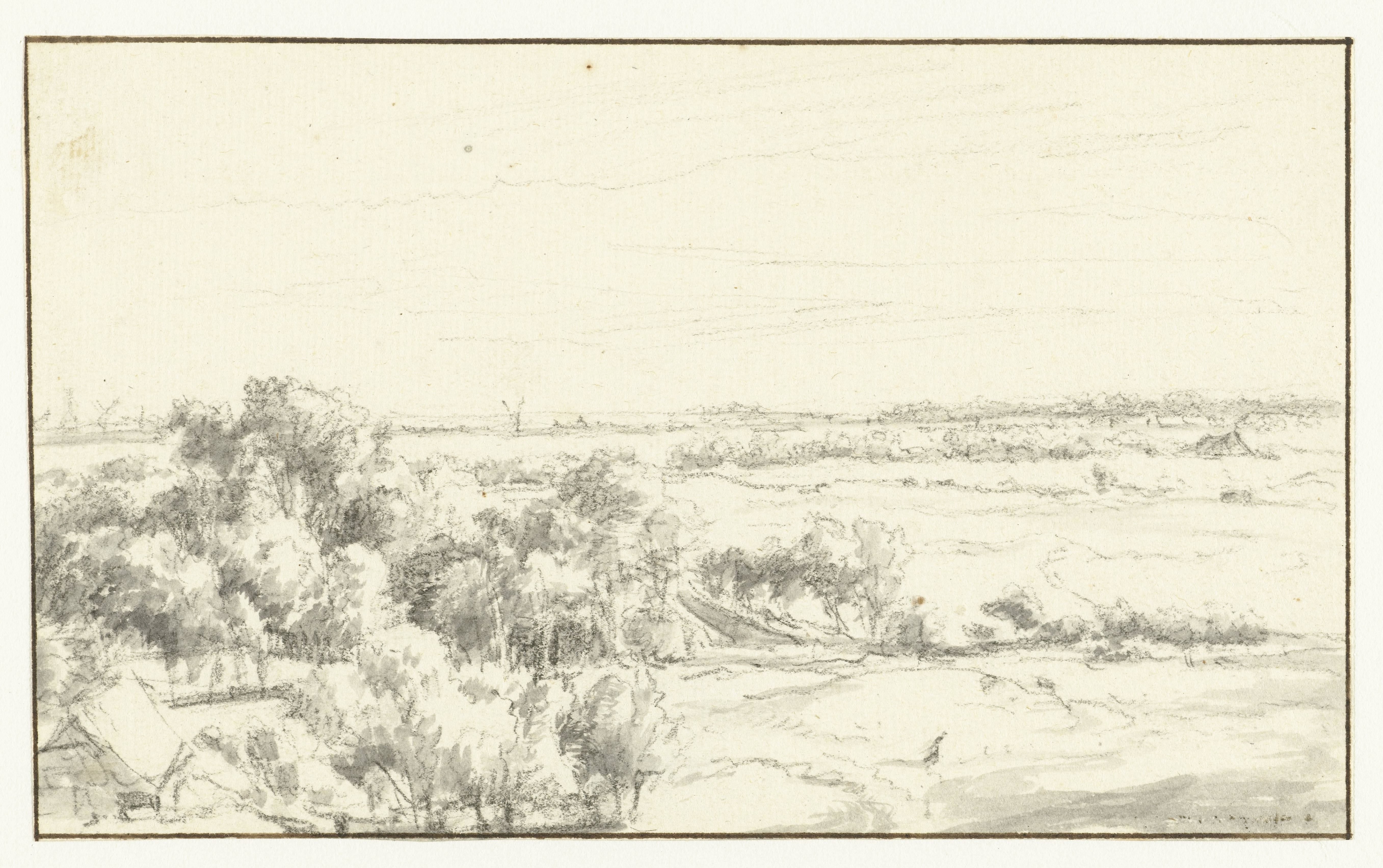 Gezicht vanaf de duinen over uitgestrekt landschap