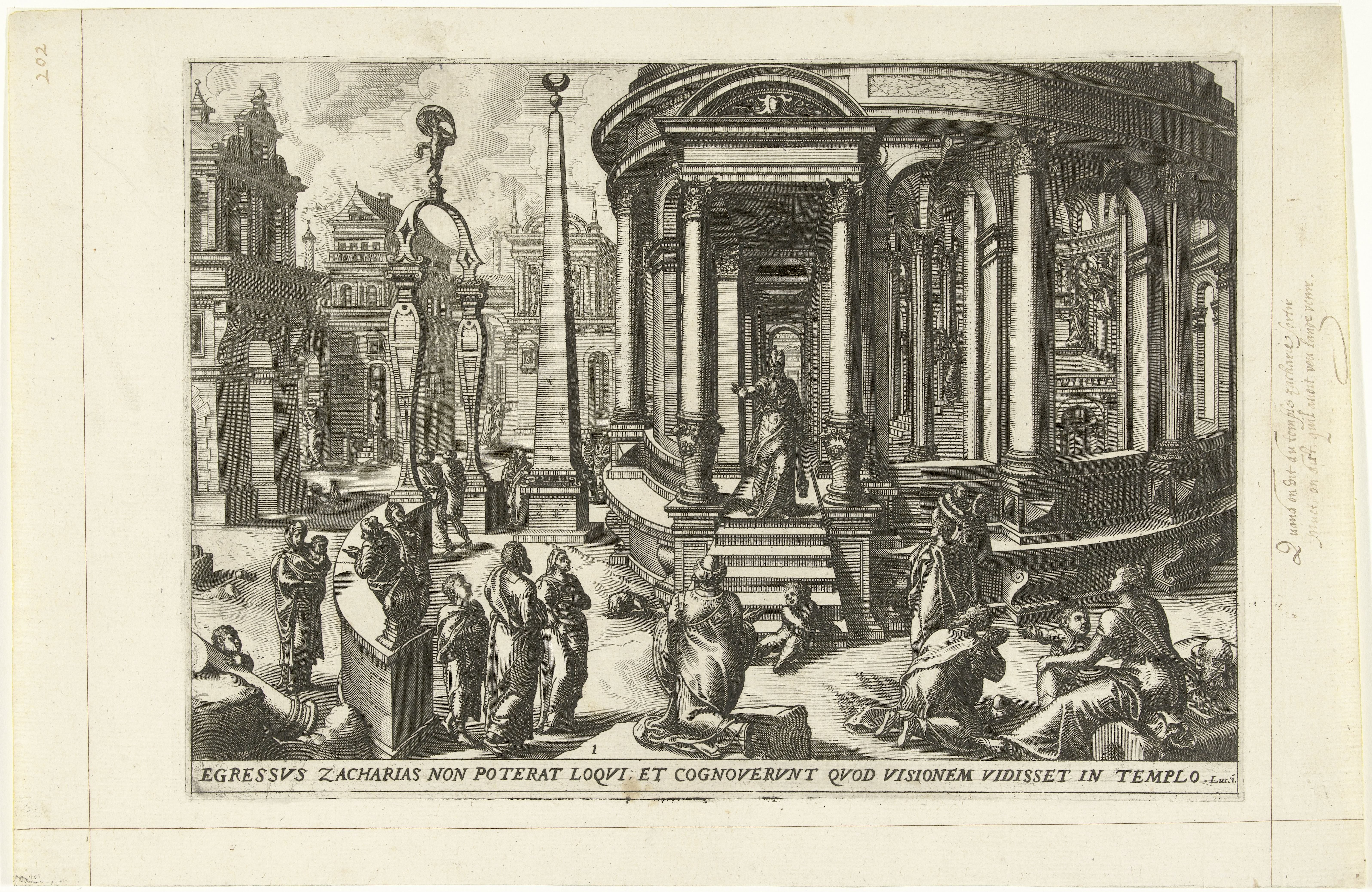 Zacharias op de treden van de tempel