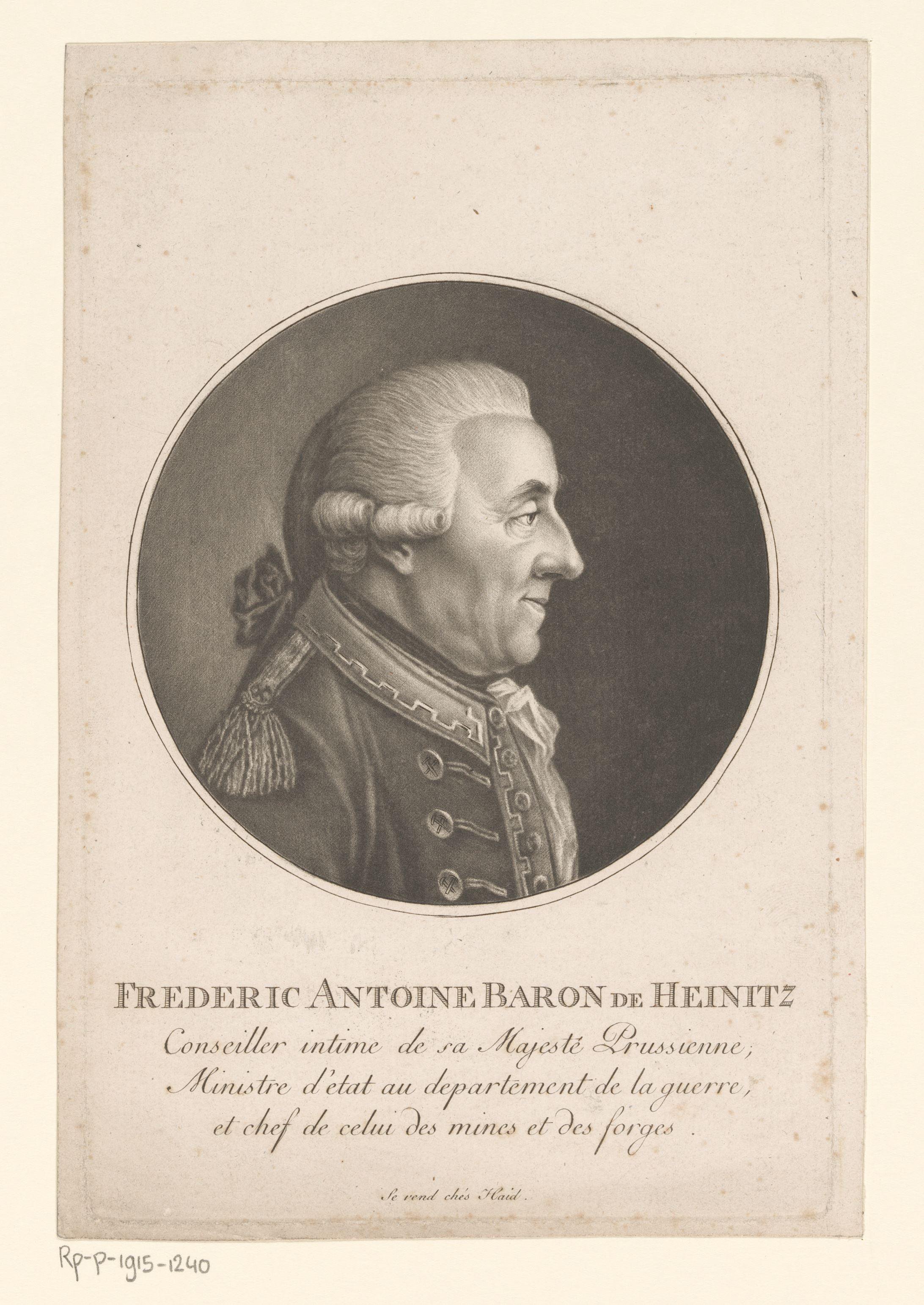 Portret van Friedrich Anton von Heynitz