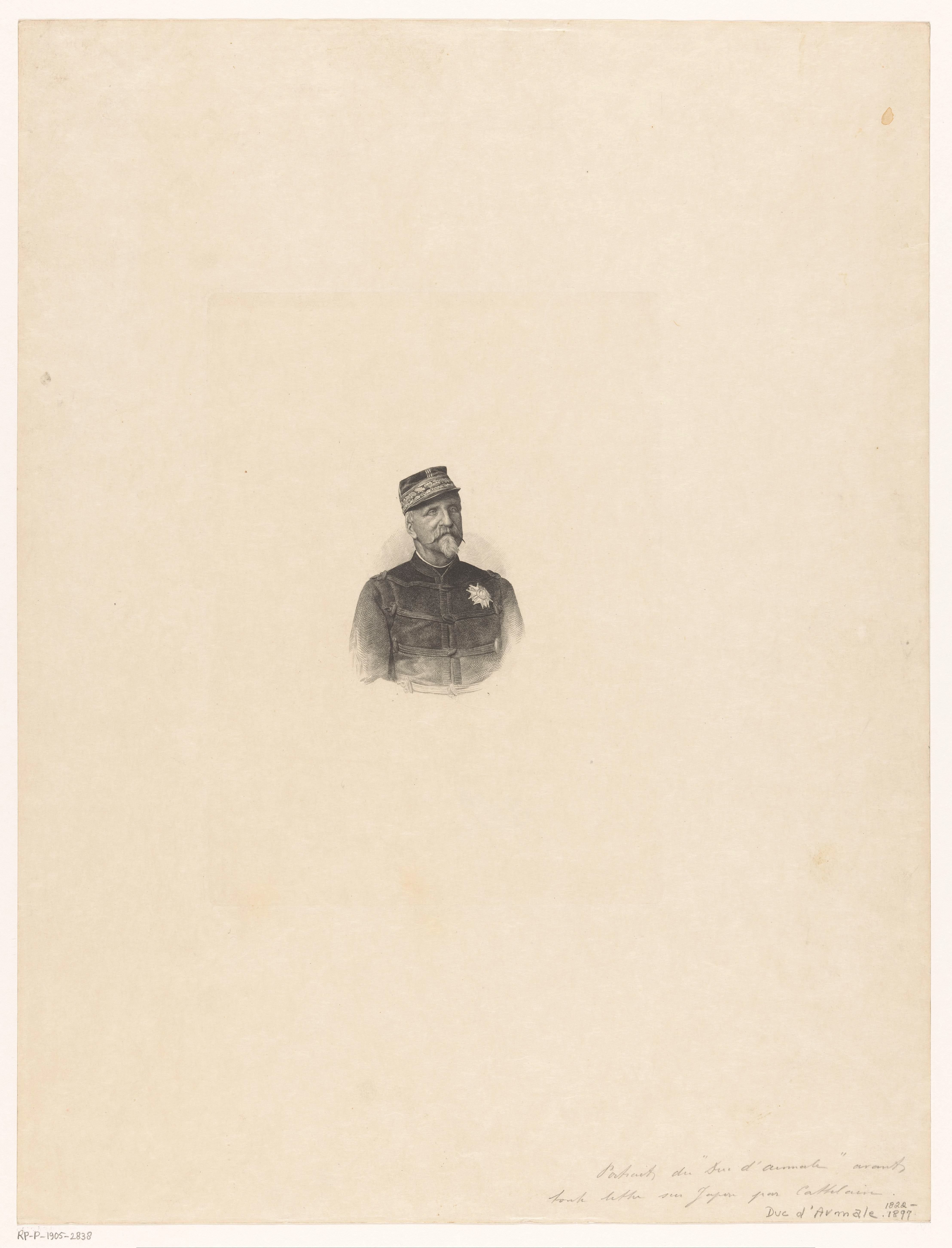Portret van Henri Eugene-Philippe-Louis d'Orleans, hertog van Aumale