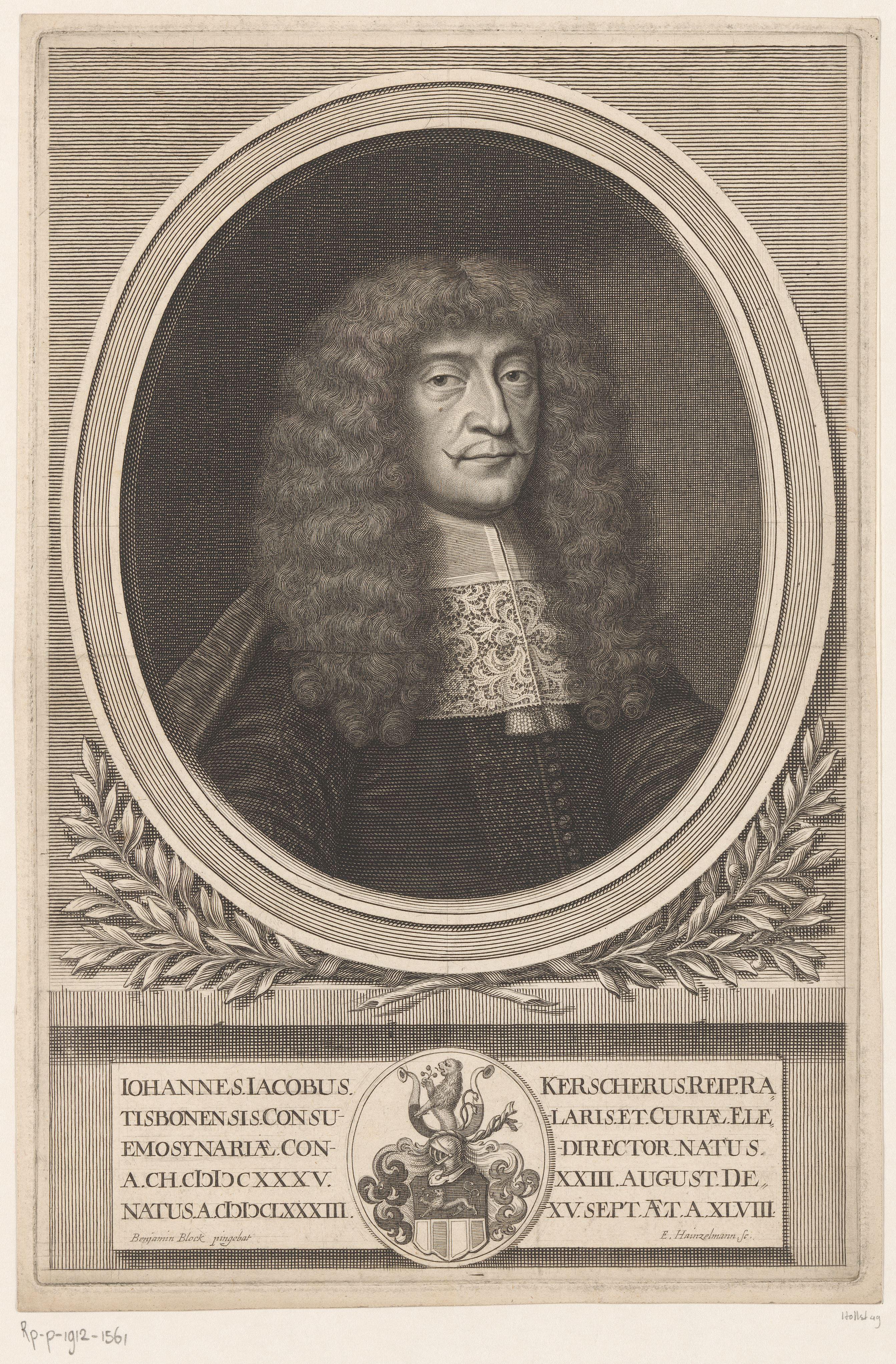 Portret van Johann Jacob Kerscher op 48-jarige leeftijd