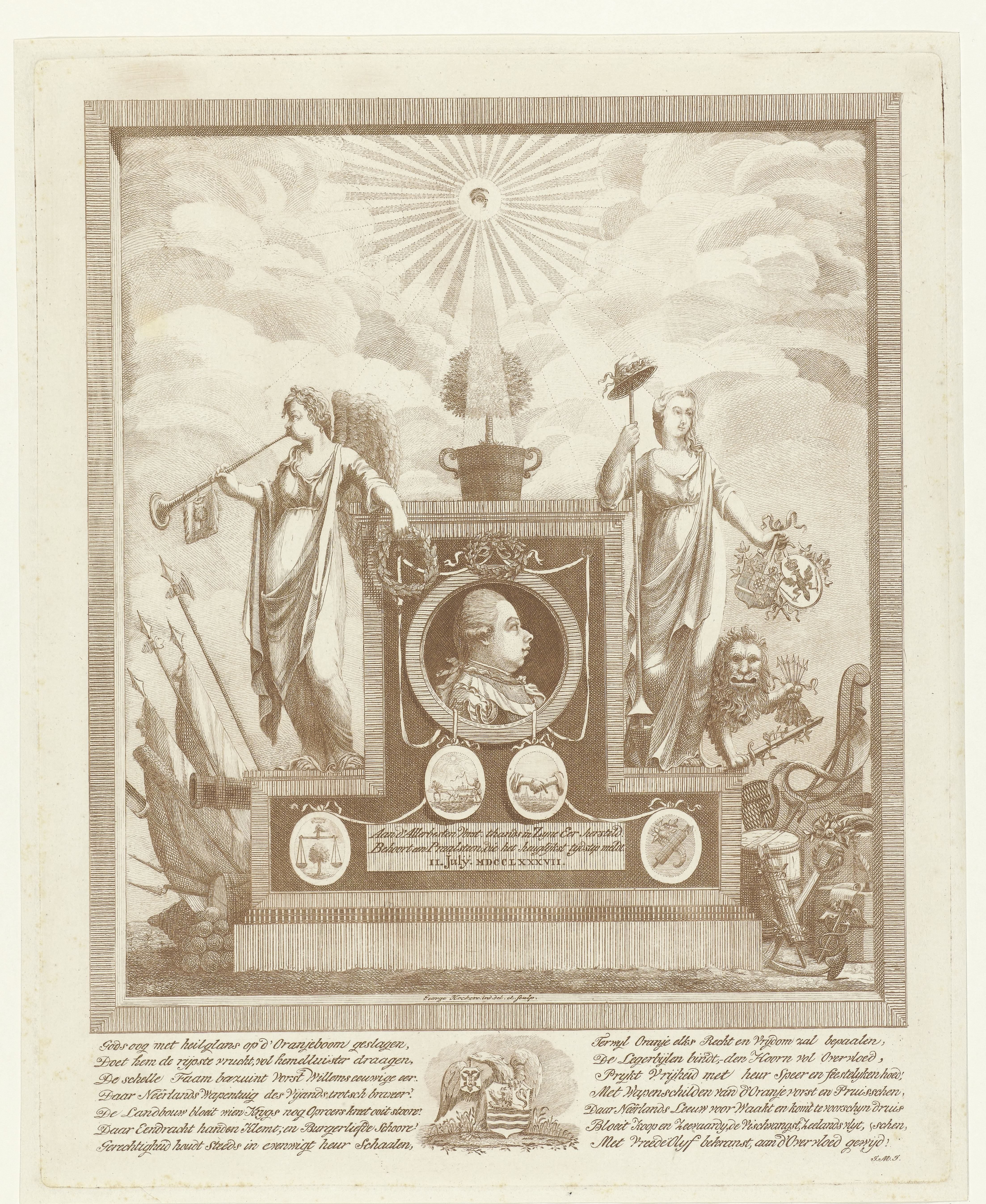 Allegorische compositie ter ere van Willem V prins van Oranje-Nassau, 11 Juli 1787