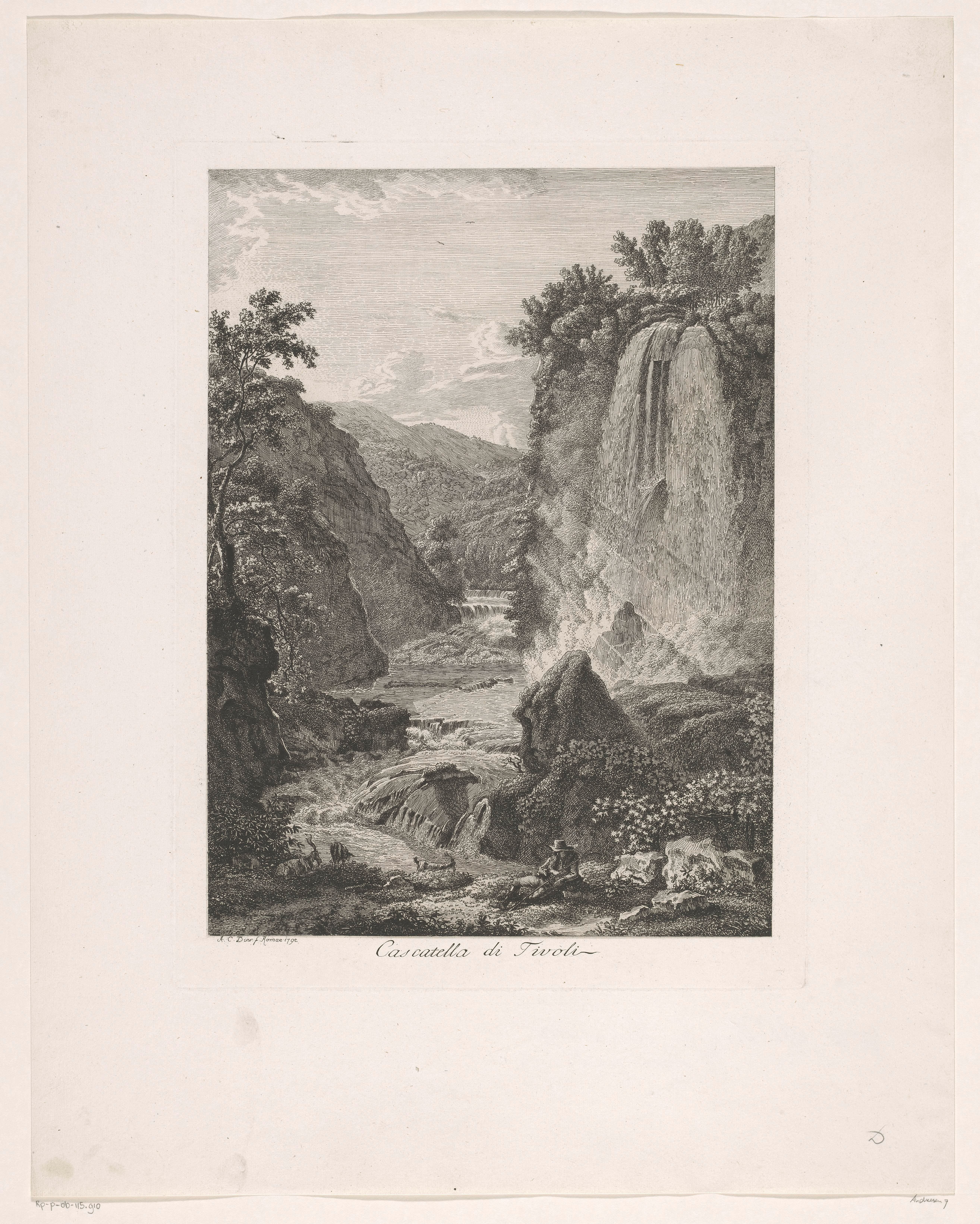 Gezicht op de watervallen van Tivoli
