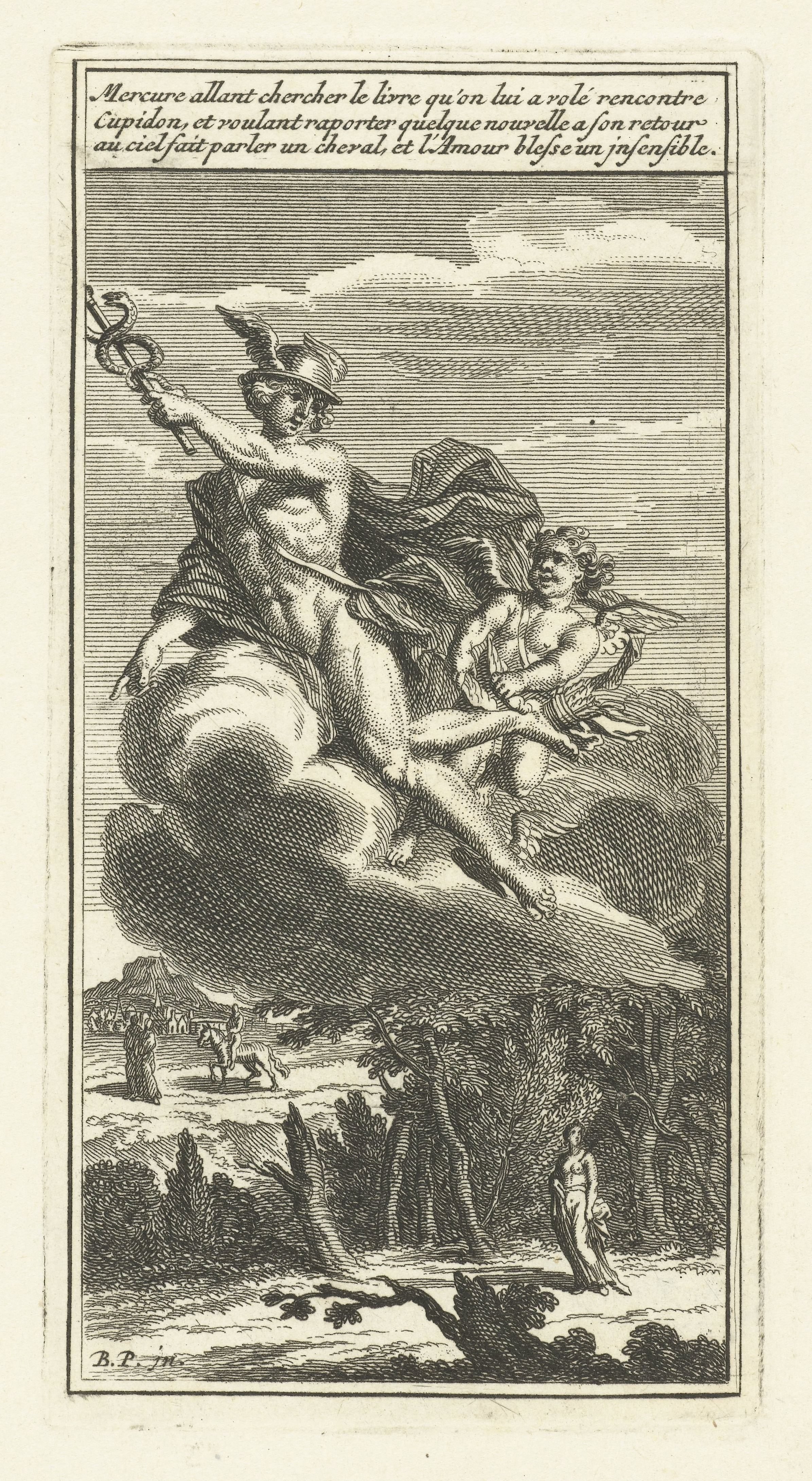 Mercurius en Cupido op een wolk