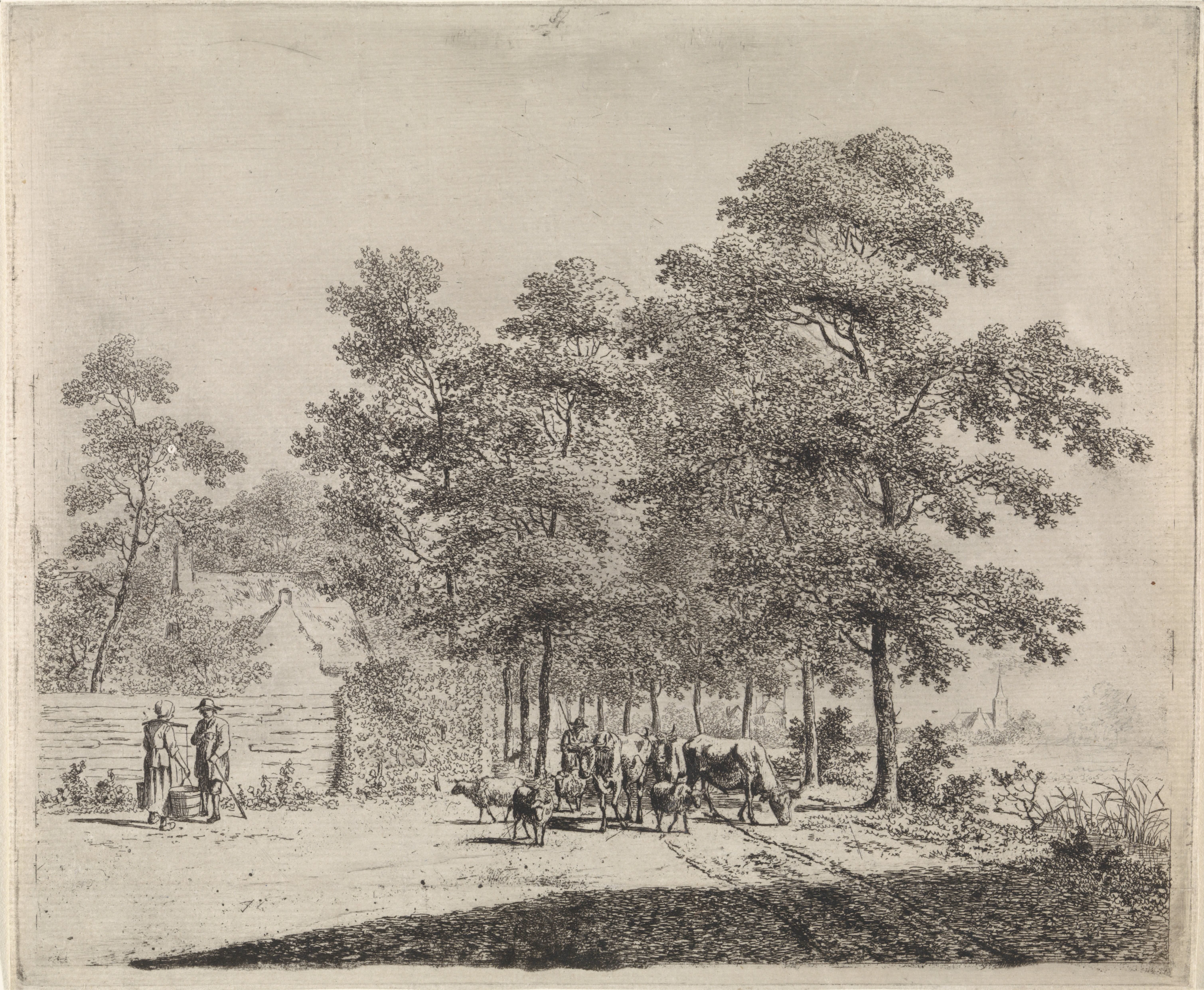 Landweg met herder en vee