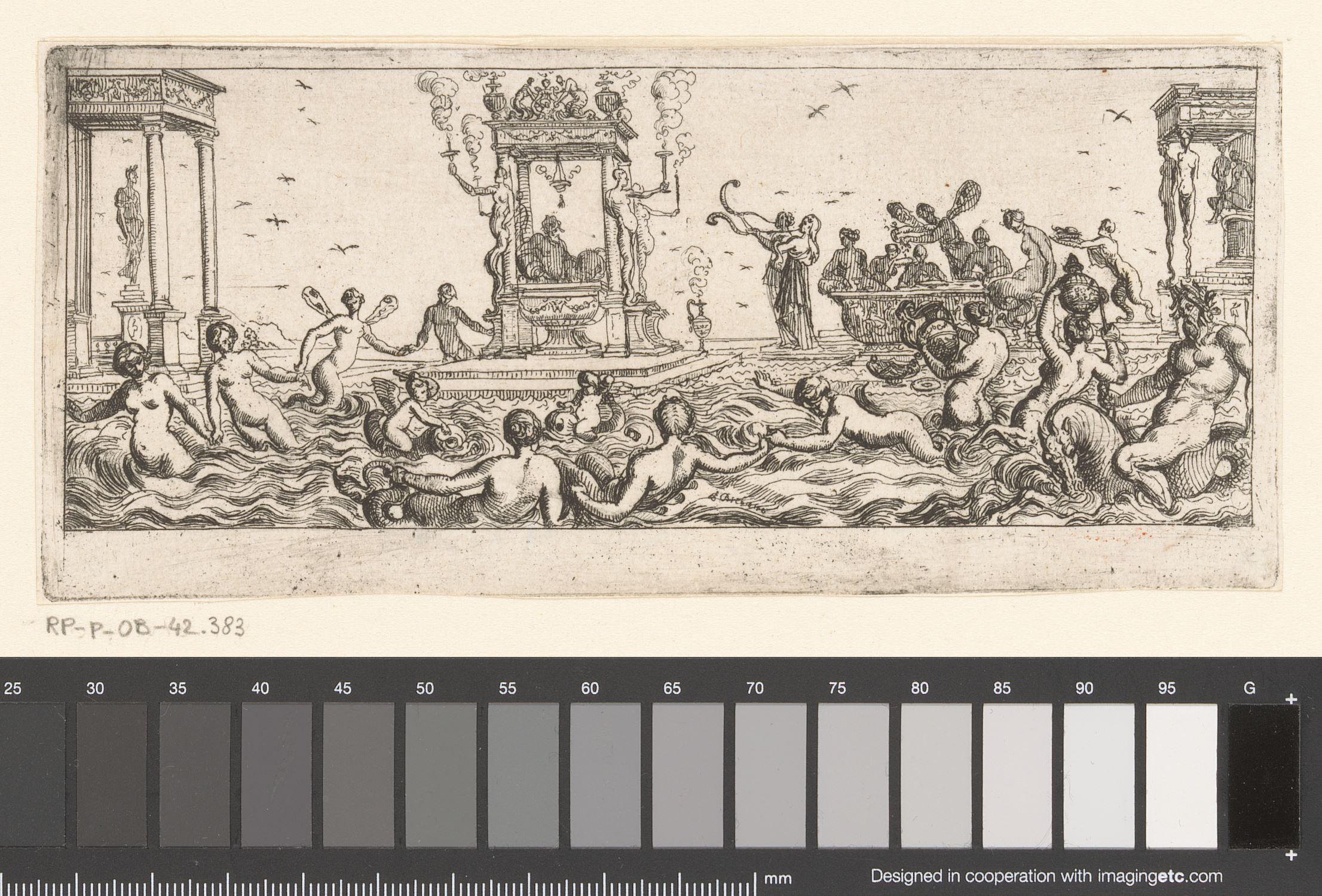 Getroonde Neptunus met nereïden en tritons
