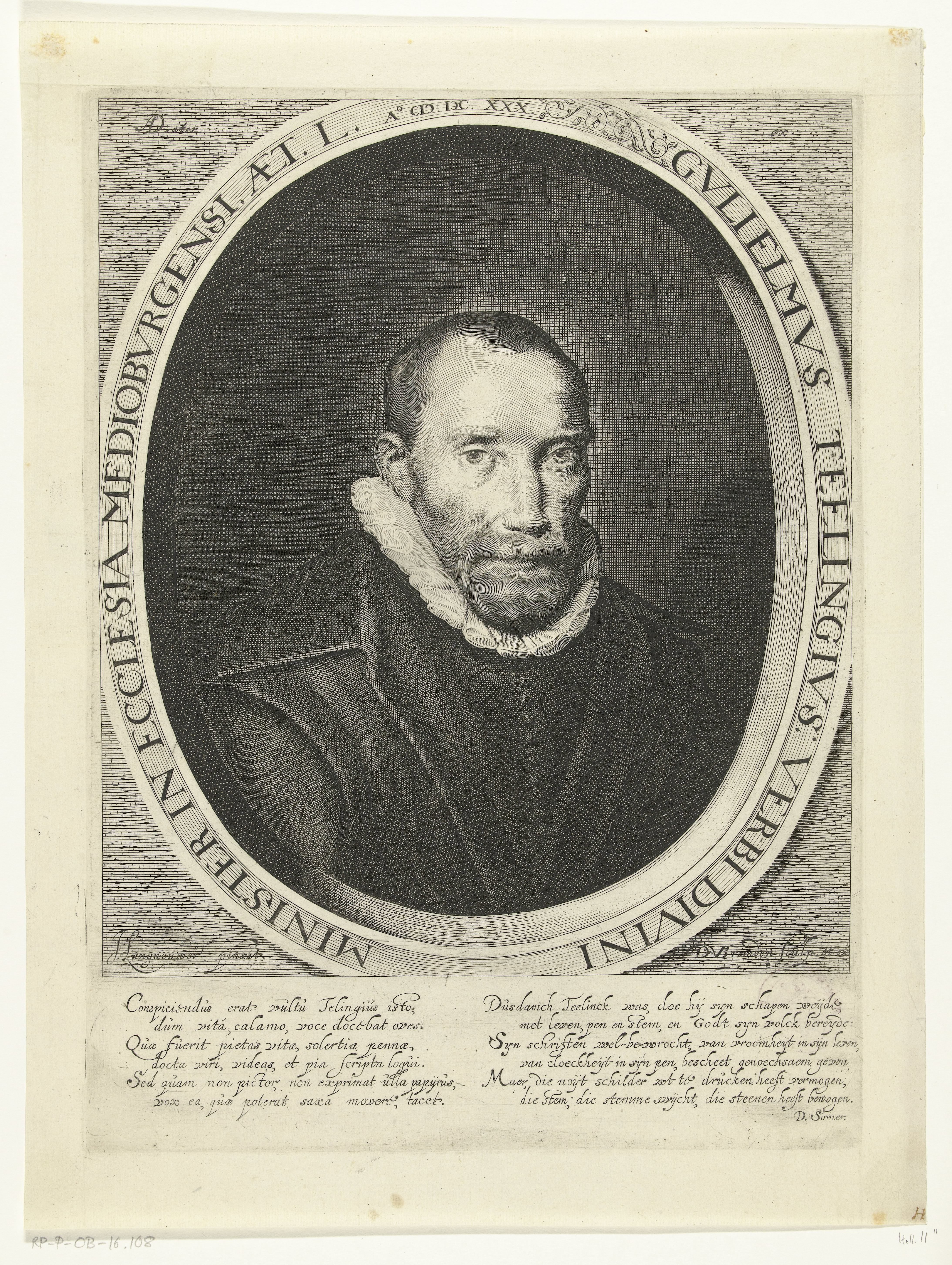 Portret van Willem Teelinck op 50-jarige leeftijd