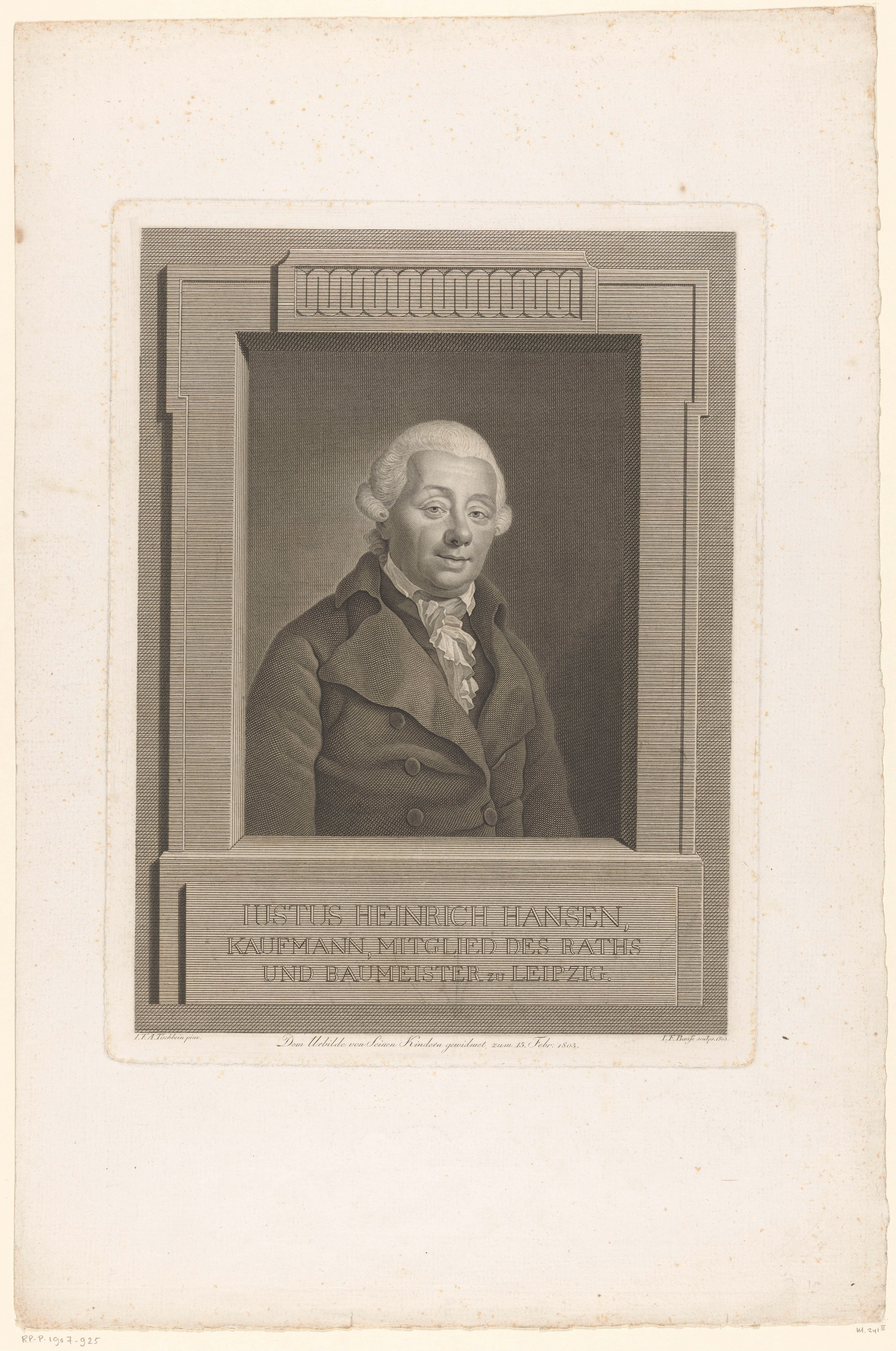 Portret van Justus Heinrich Hansen