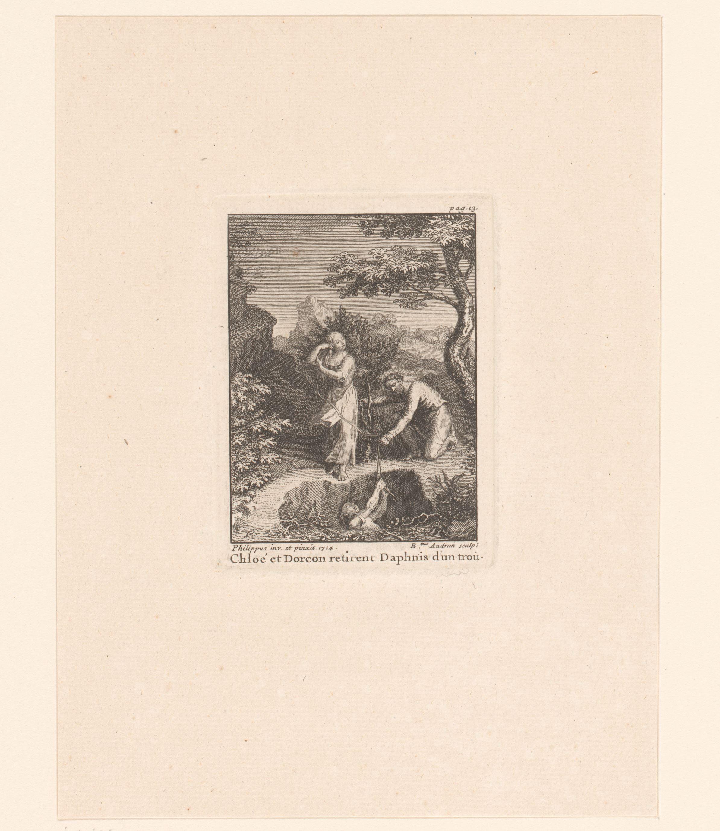 Daphnis uit een put gered door Chloë en Dorcon