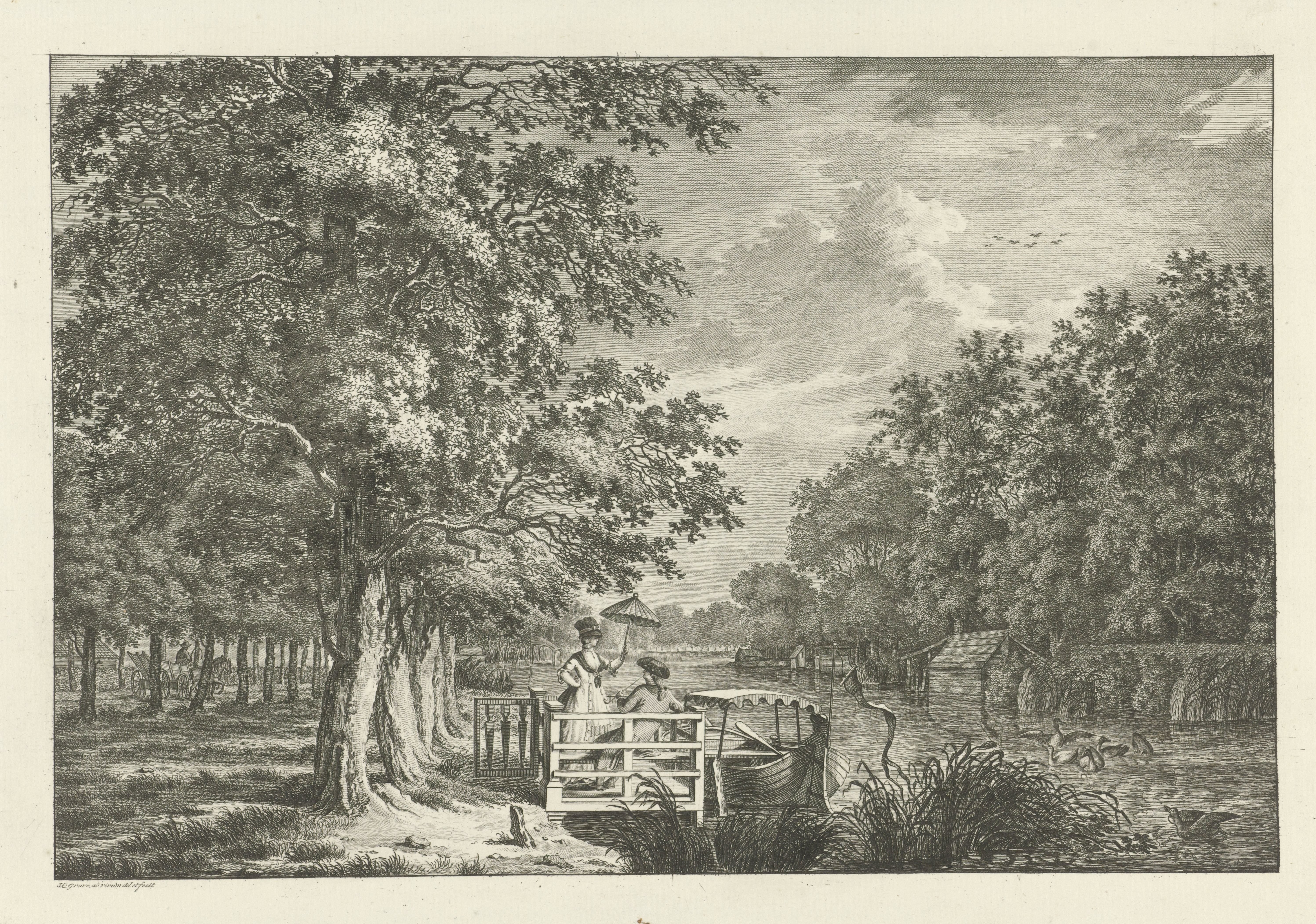 Landschap met een paar aan de oever van het Gein