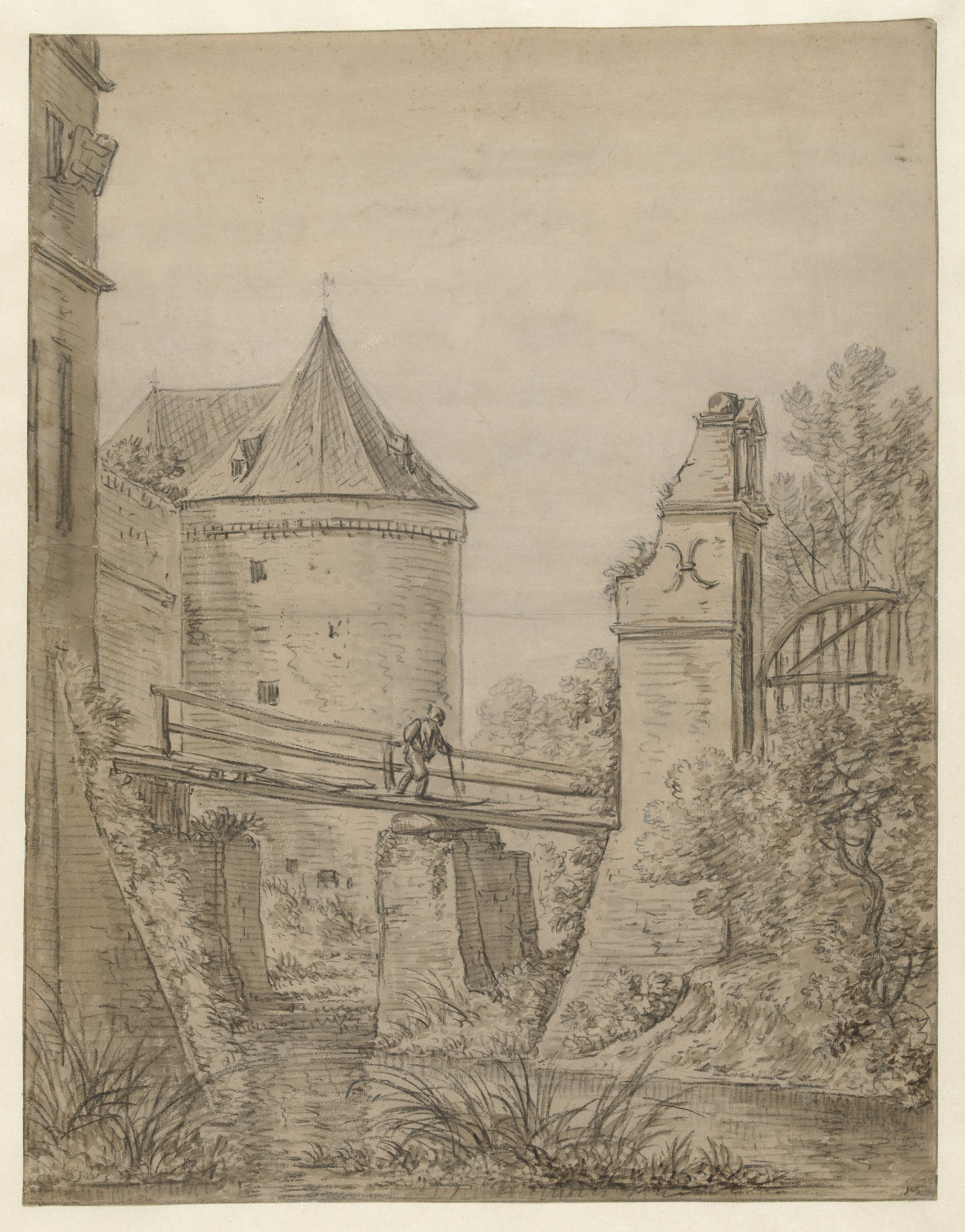 Brug over de slotgracht van kasteel Boetzelaer
