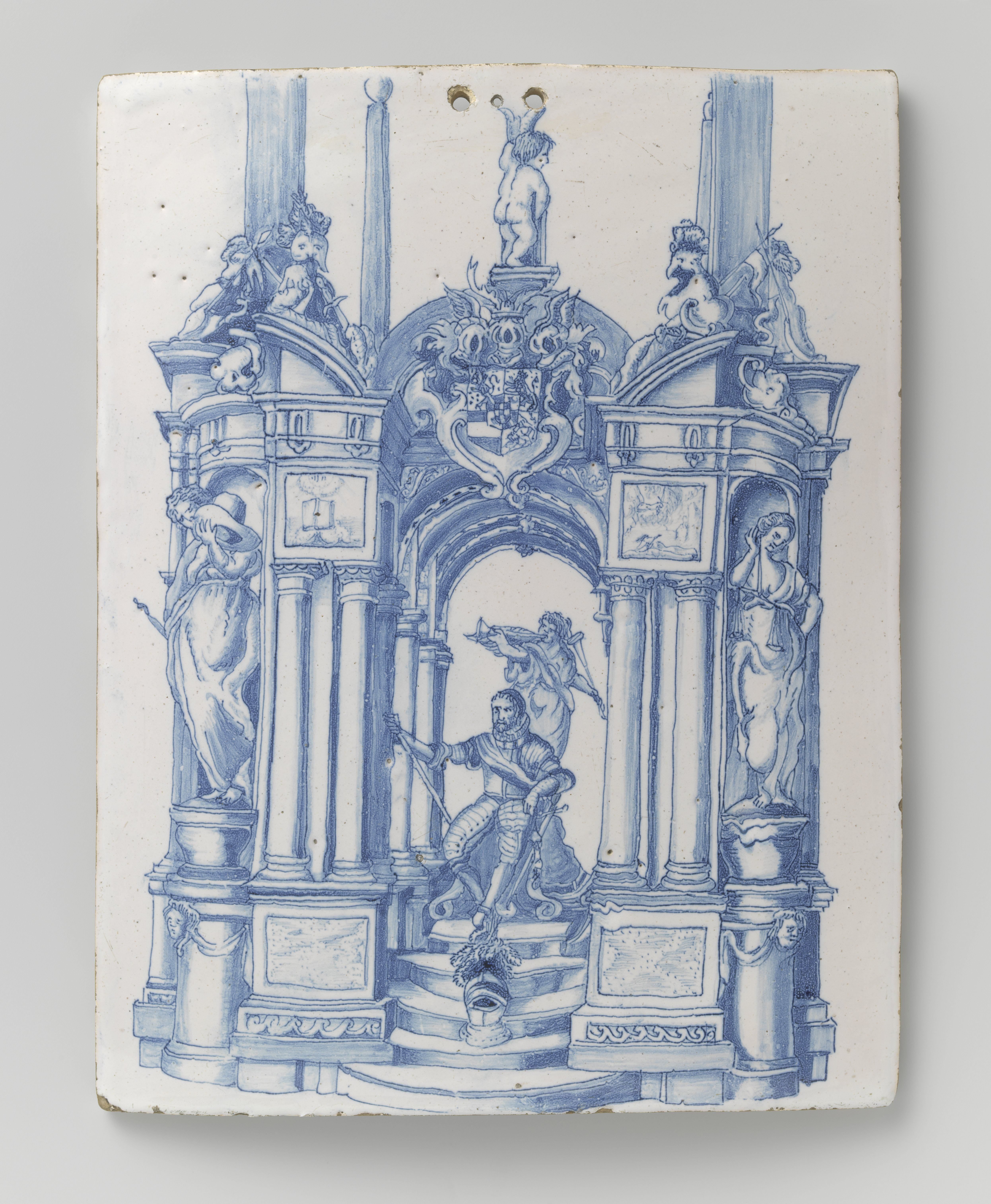 Twee platen met het grafmonument van Willem van Oranje in de Nieuwe Kerk in Delft